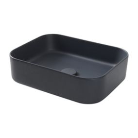 GoodHome Tekapo Dark grey Rectangular Counter-mounted Counter top Basin (W)45cm