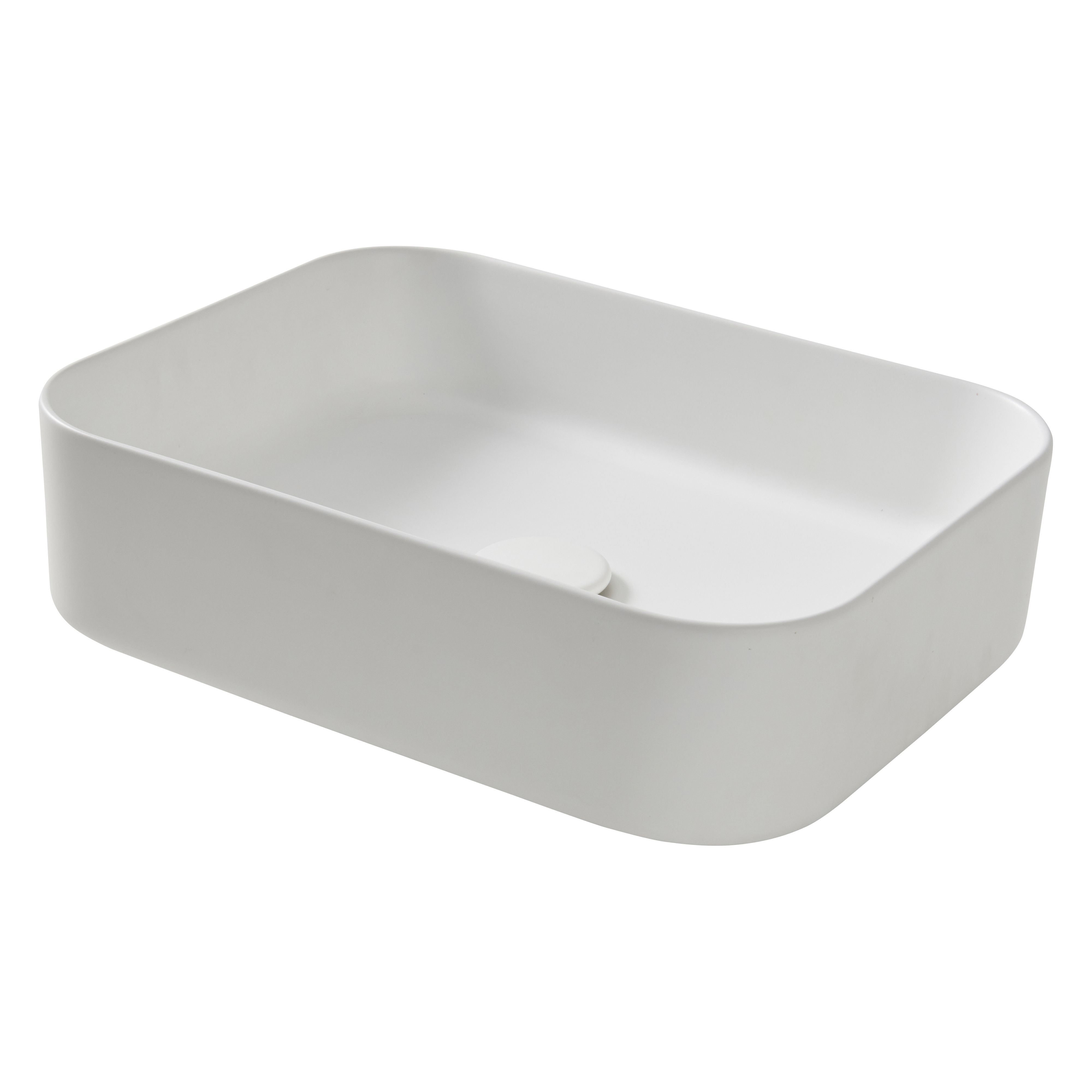 GoodHome Tekapo Matt White Rectangular Counter top Basin (W)45cm