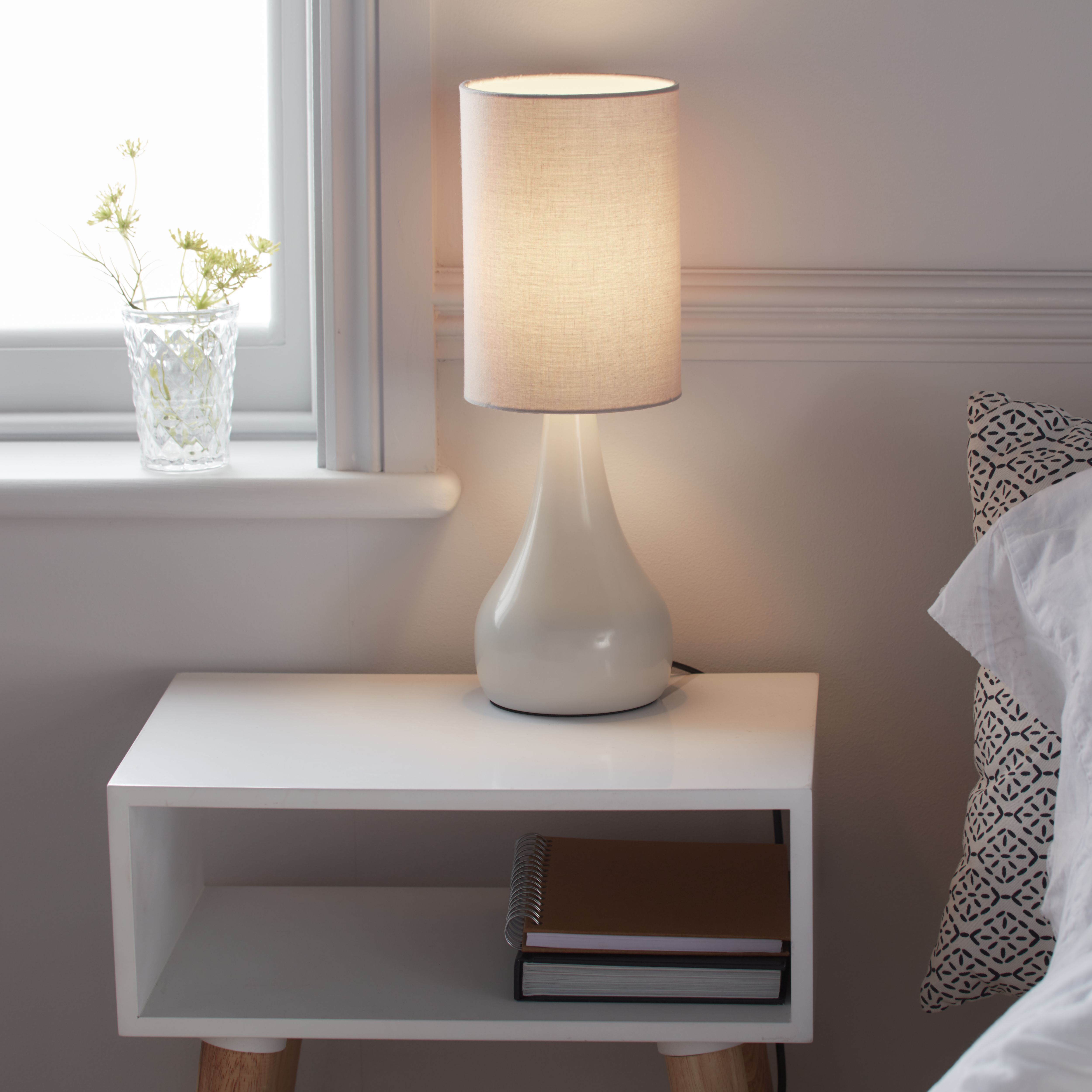 GoodHome Tertrez Classic Teardrop Matt Light grey Table light