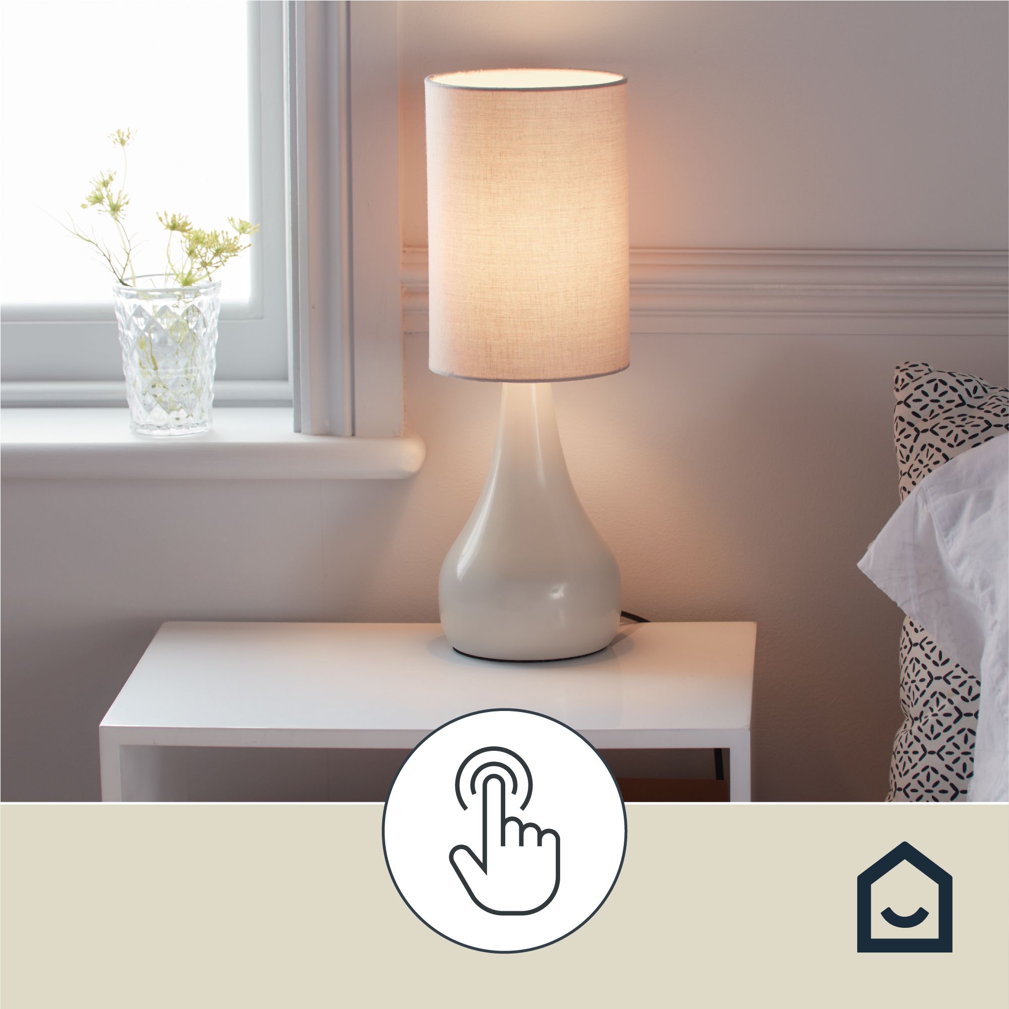 GoodHome Tertrez Classic Teardrop Matt Light grey Table light