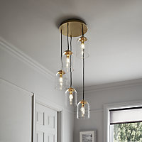 GoodHome Thestias Brass effect 5 Lamp Pendant ceiling light, (Dia)380mm
