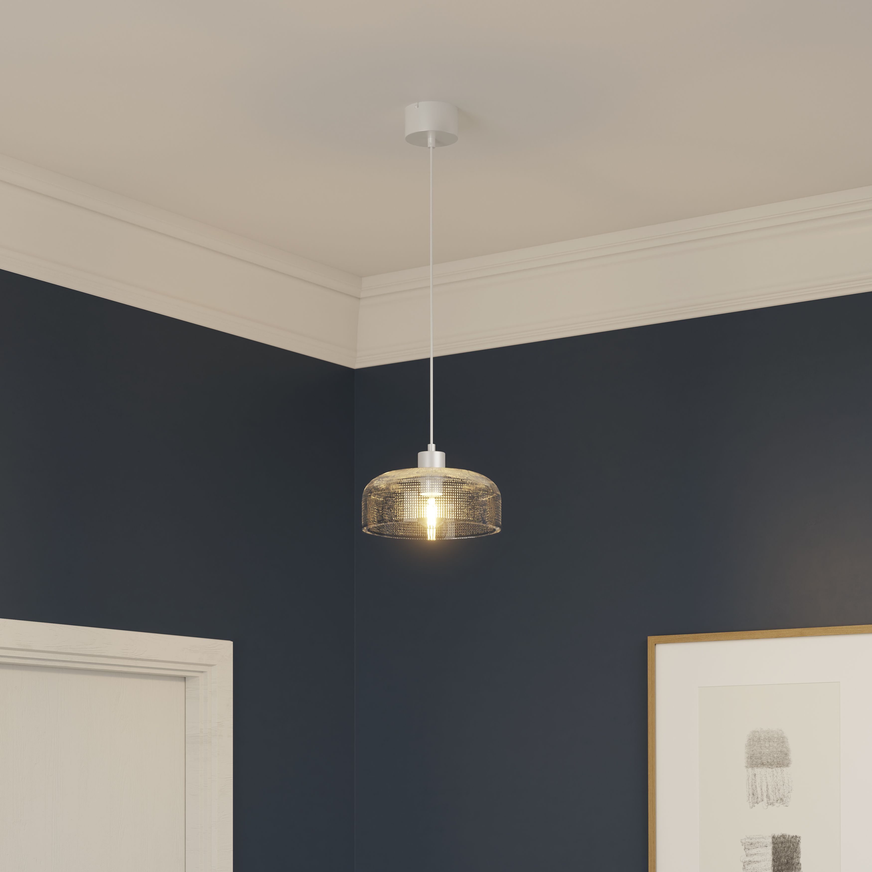 GoodHome Thirsk Clear Multi-Faceted Semi-circle Lamp shade (D)26.5cm