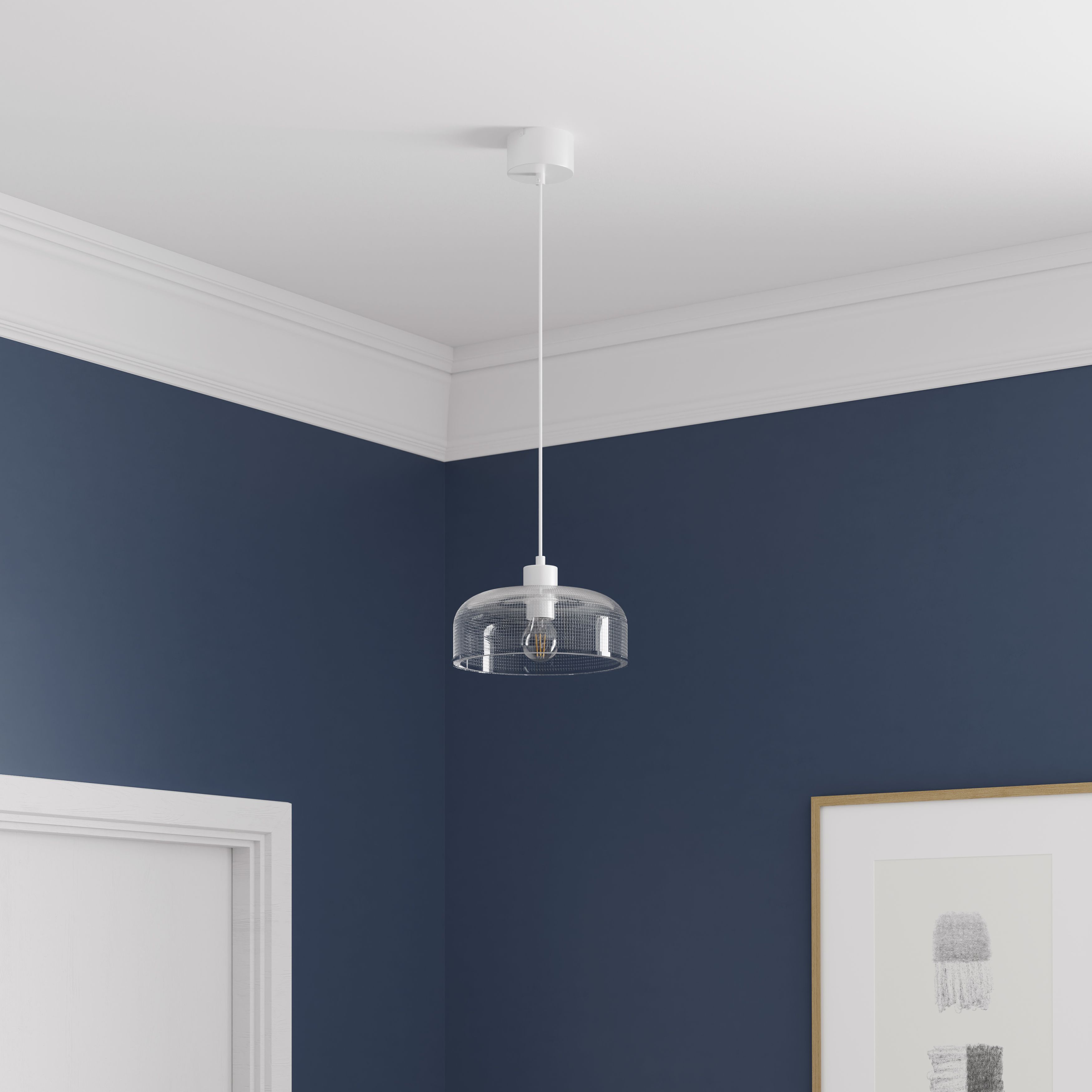 GoodHome Thirsk Clear Multi-Faceted Semi-circle Lamp shade (D)26.5cm