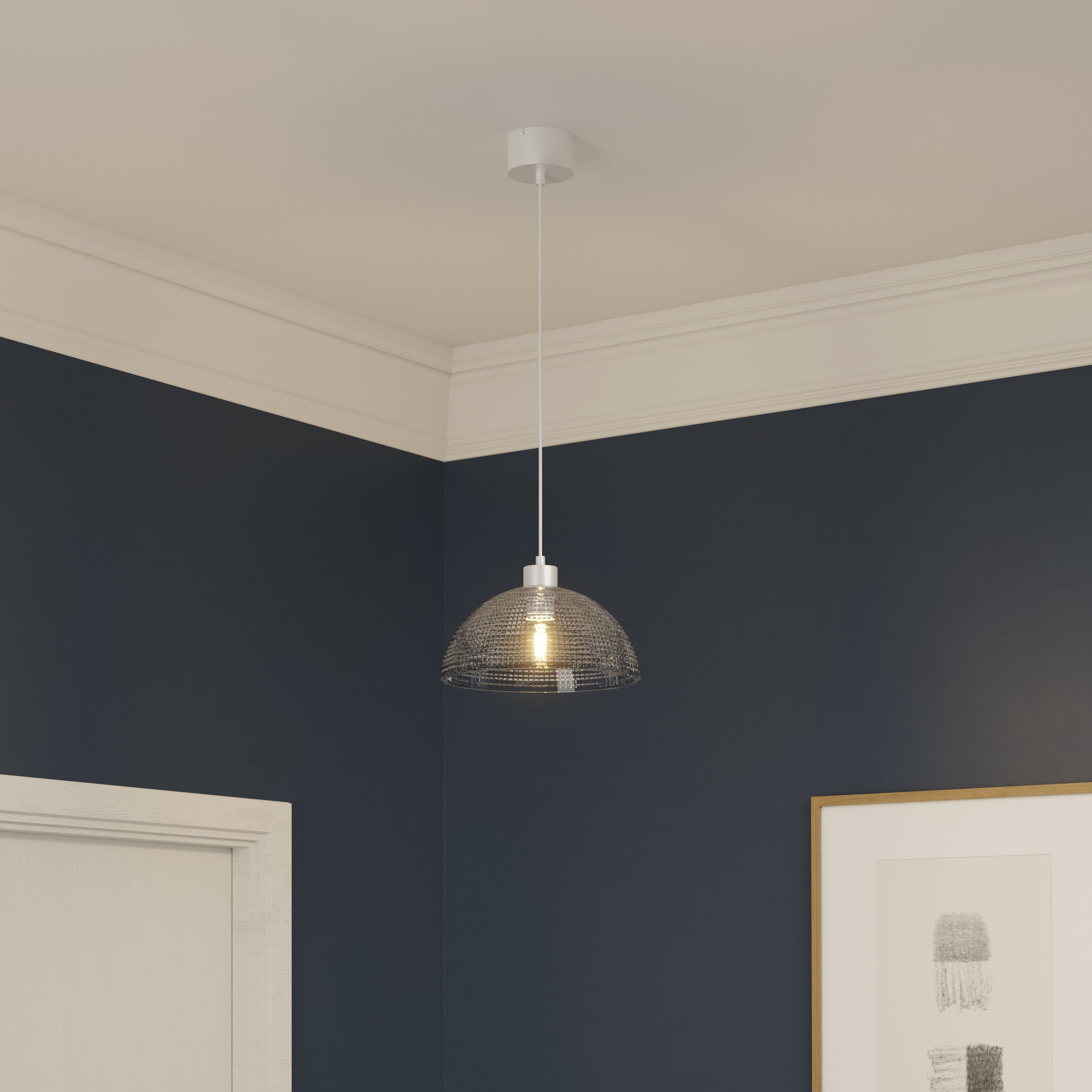 GoodHome Thirsk Clear Multi-Faceted Semi-circle Lamp shade (D)30cm