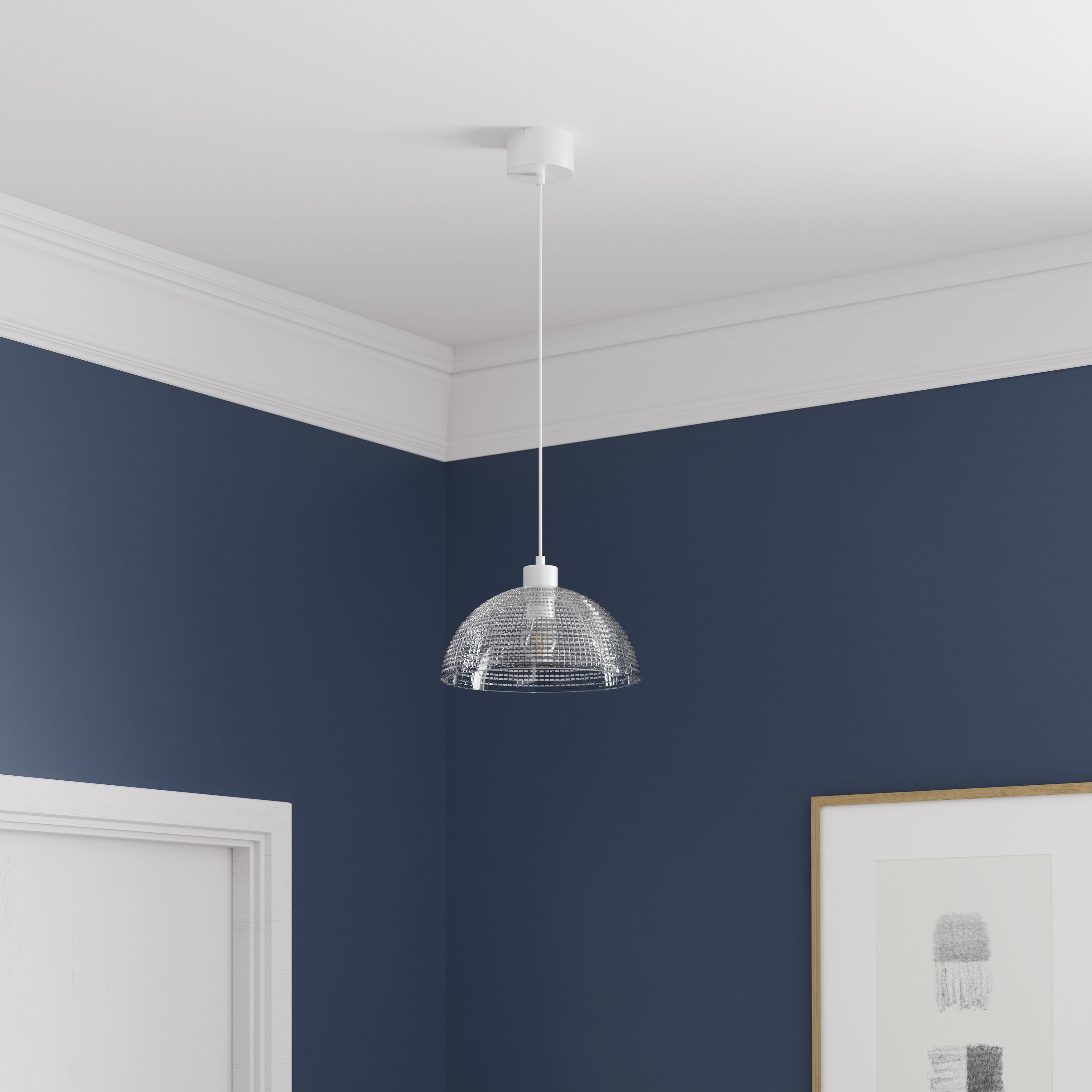 GoodHome Thirsk Clear Multi-Faceted Semi-circle Lamp shade (D)30cm