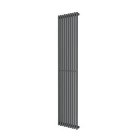 GoodHome Thorpe Grey Vertical Designer 3076BTU Radiator, (W)400mm x (H)1800mm