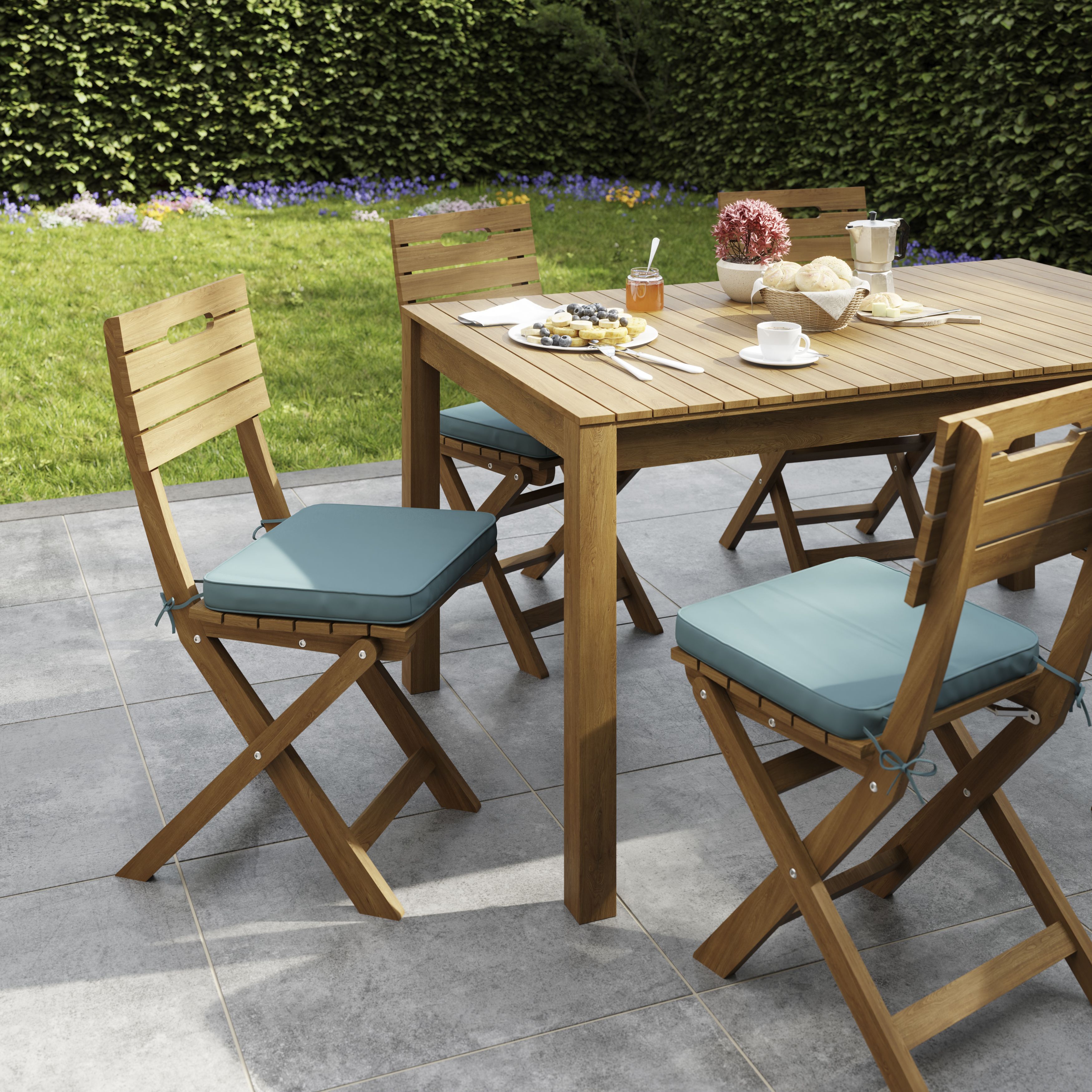 GoodHome Tiga Blue Totem Square Seat pad (L)40cm x (W)36cm