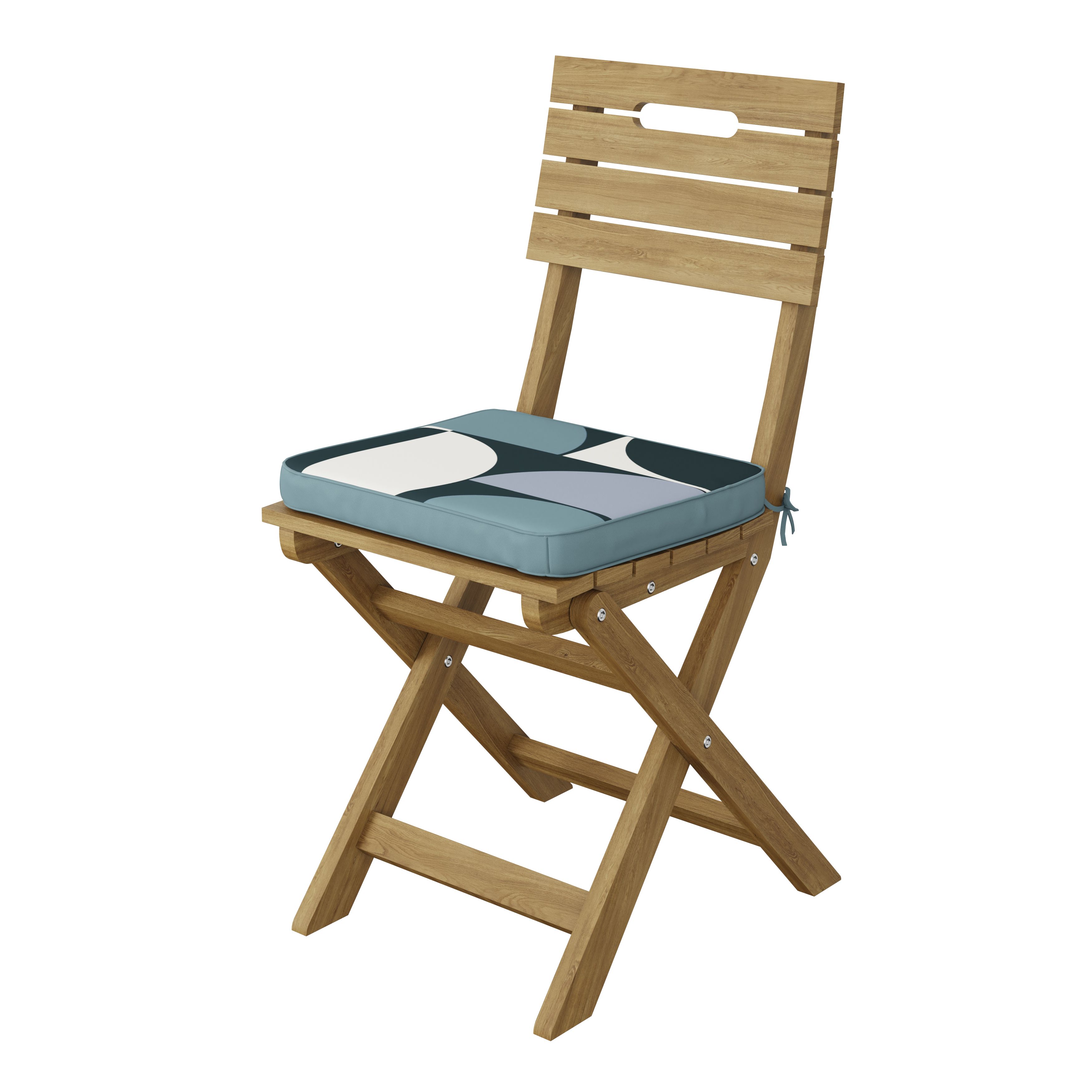GoodHome Tiga Blue Totem Square Seat pad (L)40cm x (W)36cm