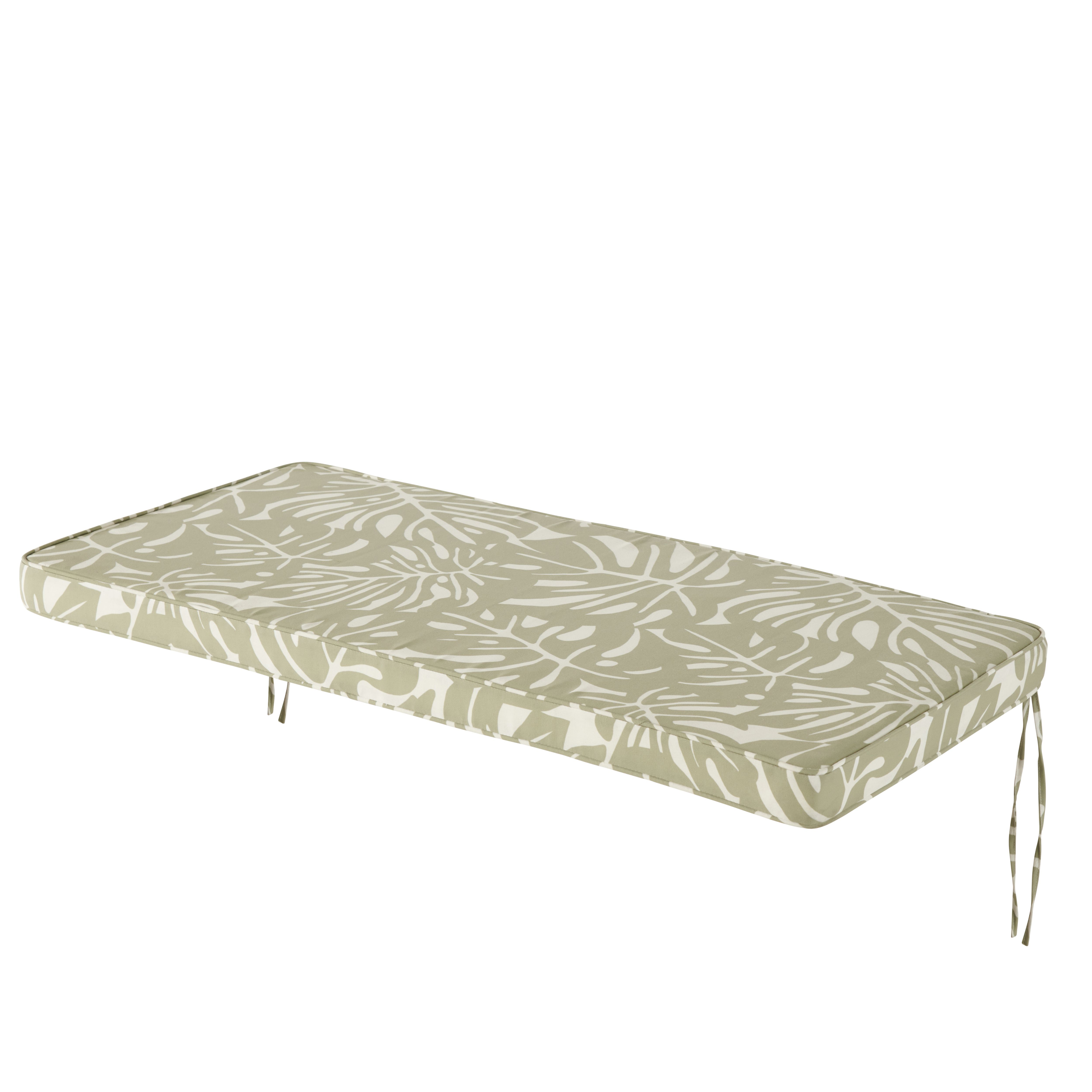 GoodHome Tiga Green tea leaf Floral Outdoor Bench cushion, (L)103.5cm x (W)48cm