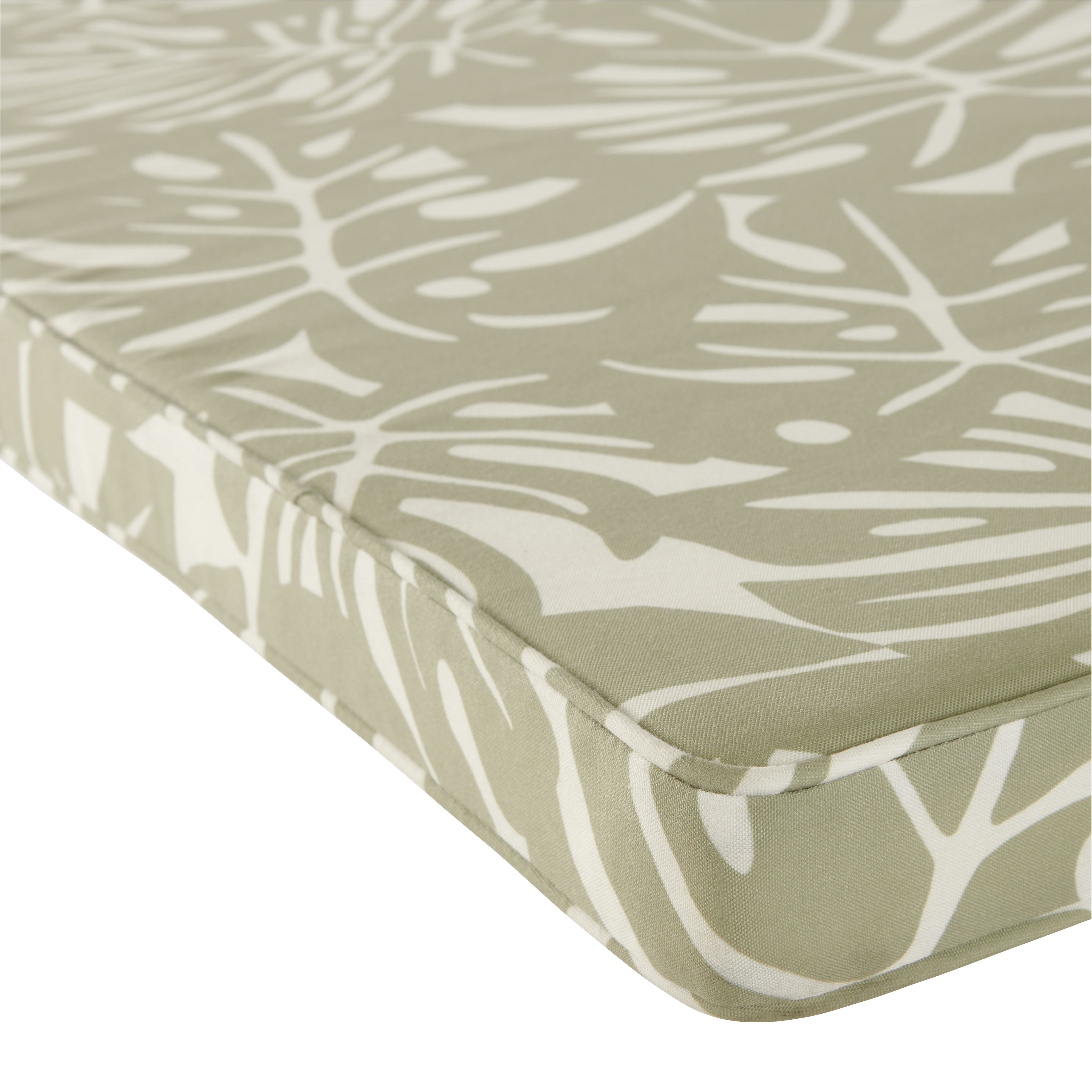 GoodHome Tiga Green tea leaf Floral Outdoor Bench cushion, (L)103.5cm x (W)48cm