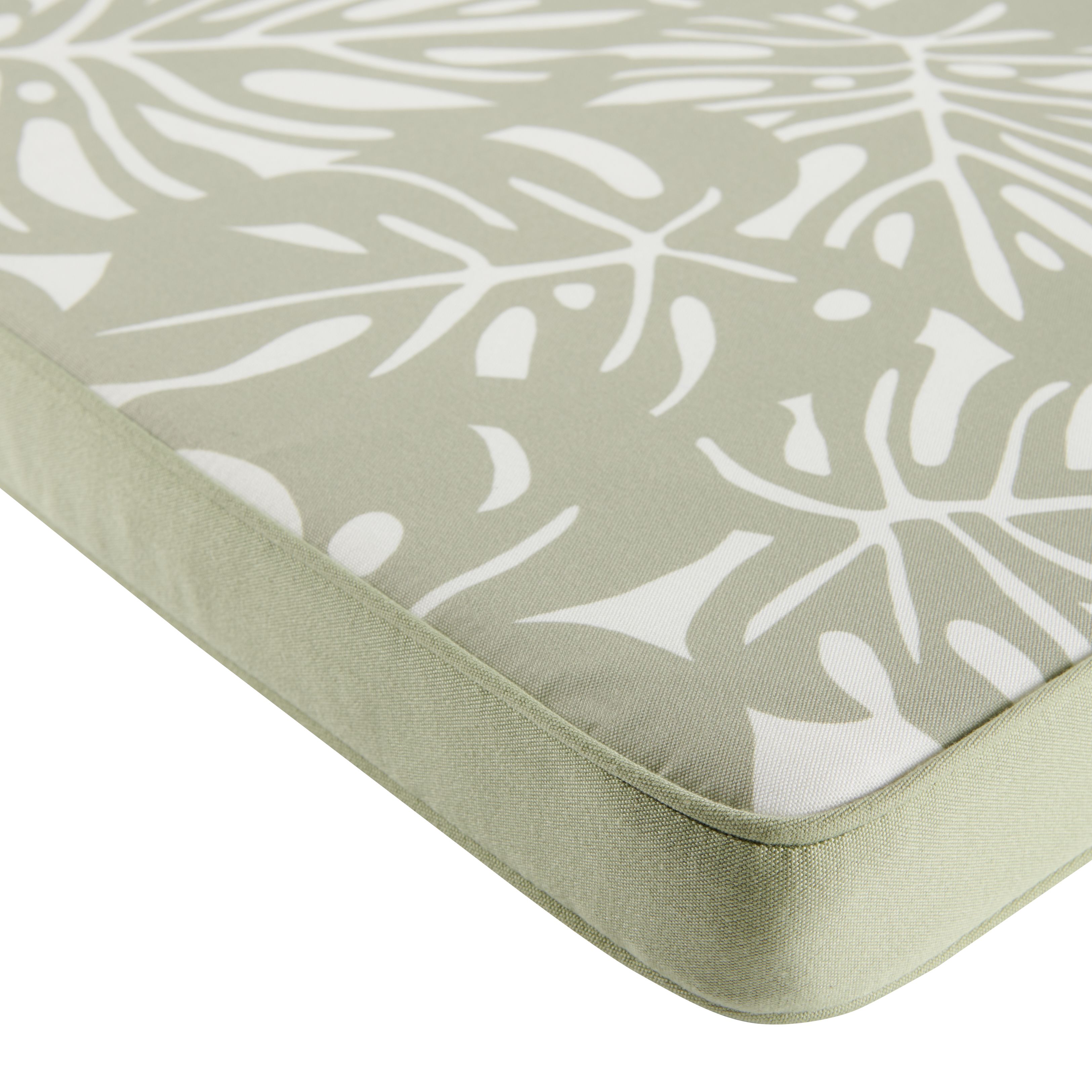GoodHome Tiga Kaki green tea leaf Floral Outdoor Sunlounger cushion (L)190cm x (W)55cm