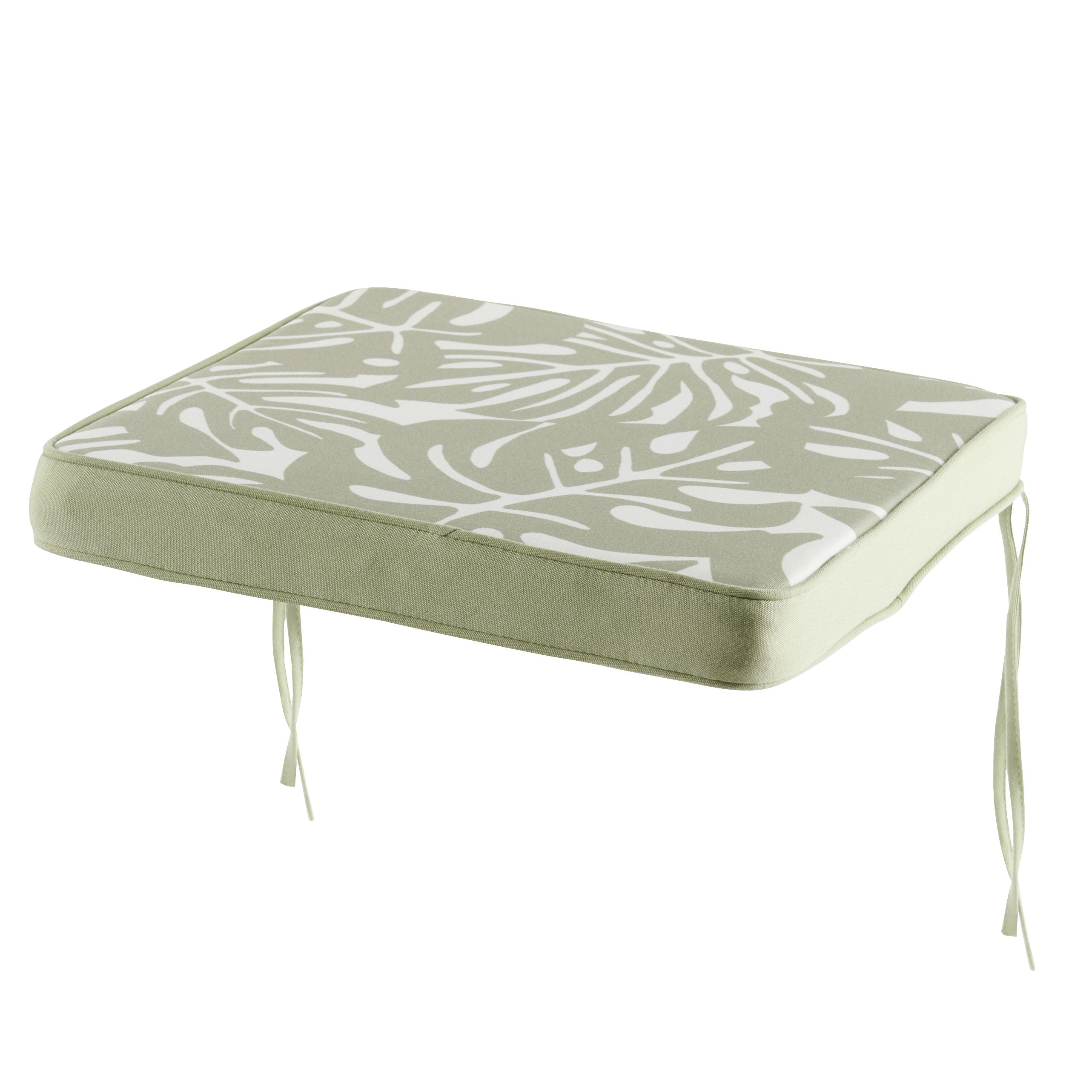 GoodHome Tiga Kaki green tea leaf Floral Square Seat pad (L)40cm x (W)40cm