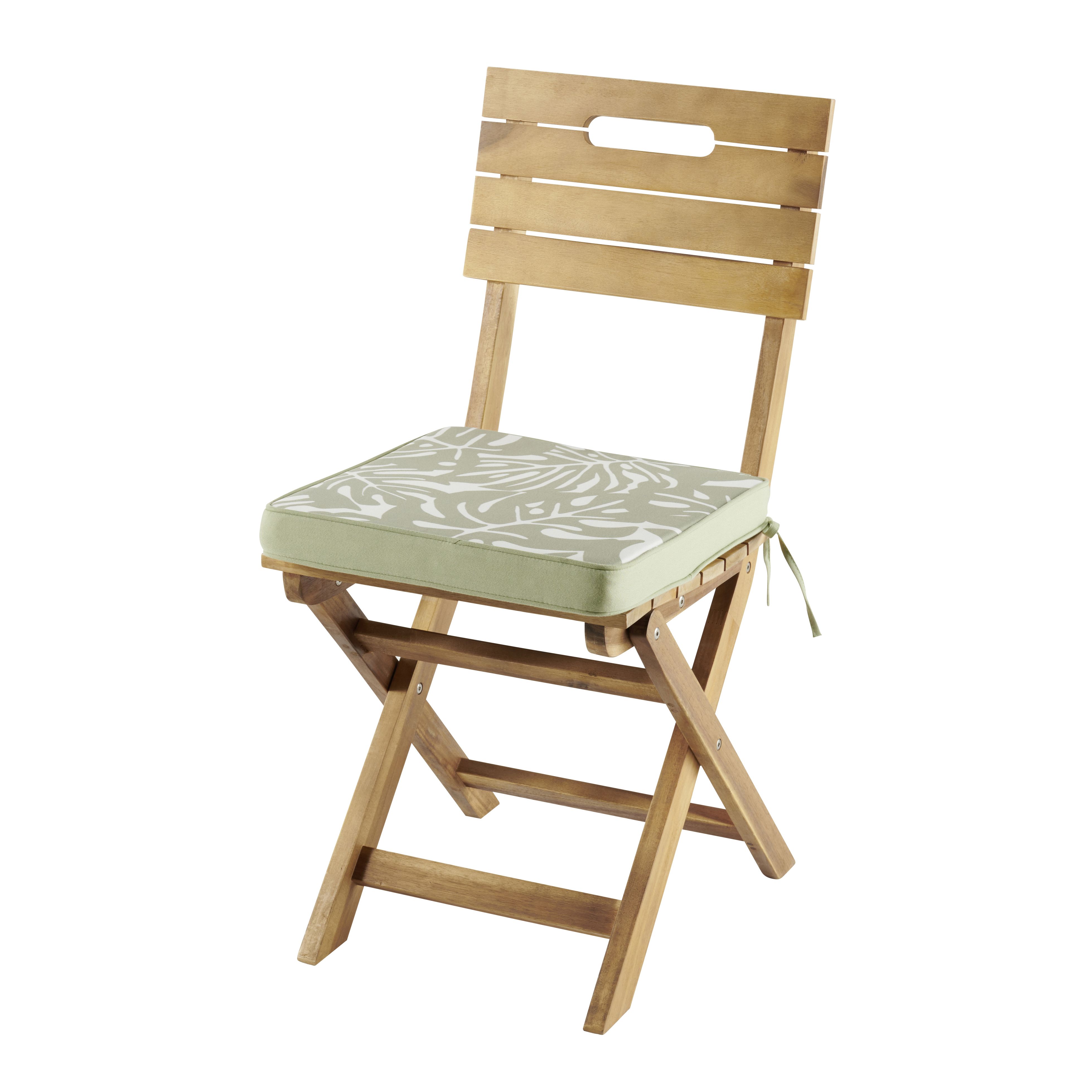 GoodHome Tiga Kaki green tea leaf Floral Square Seat pad (L)40cm x (W)40cm