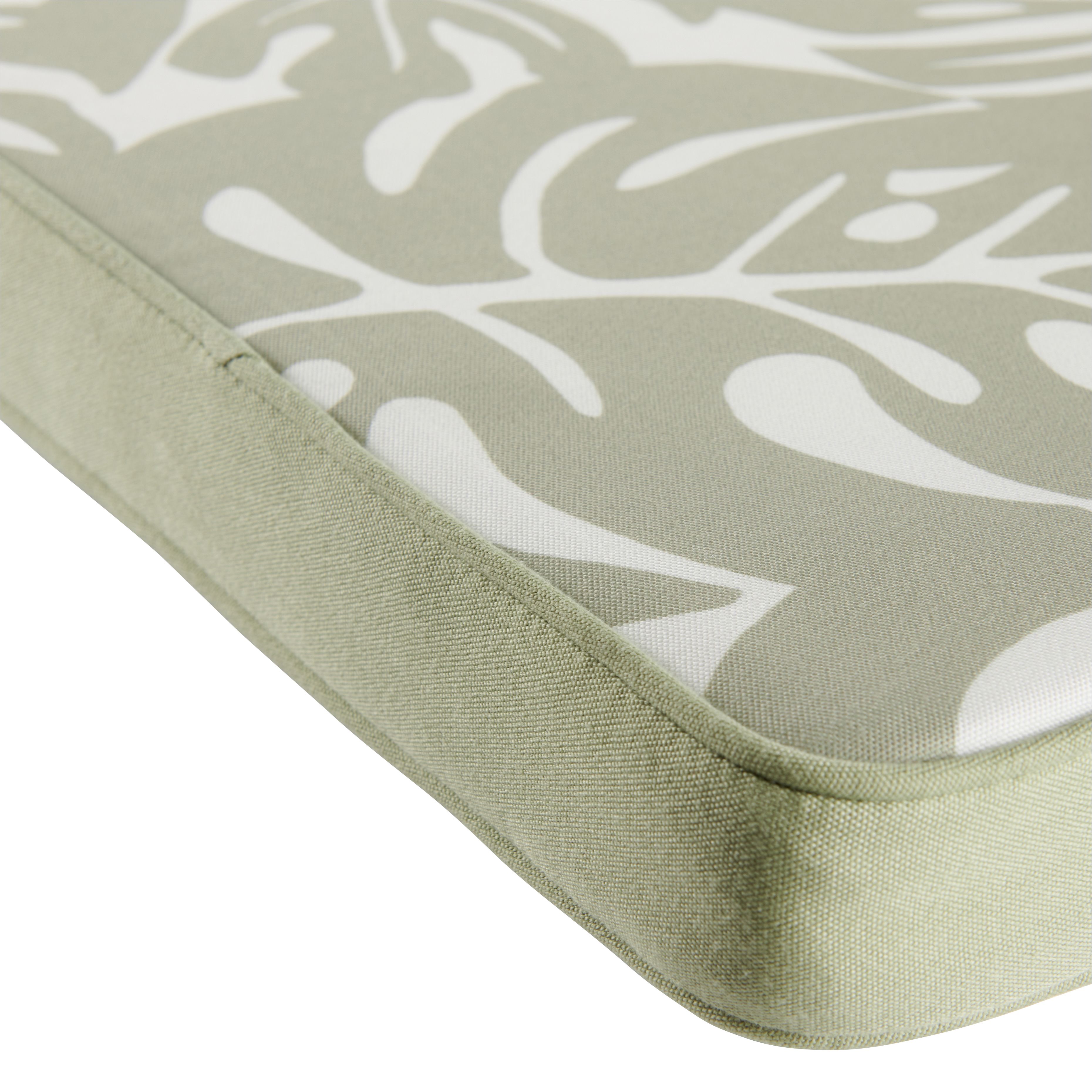 GoodHome Tiga Kaki green tea leaf Floral Square Seat pad (L)40cm x (W)40cm