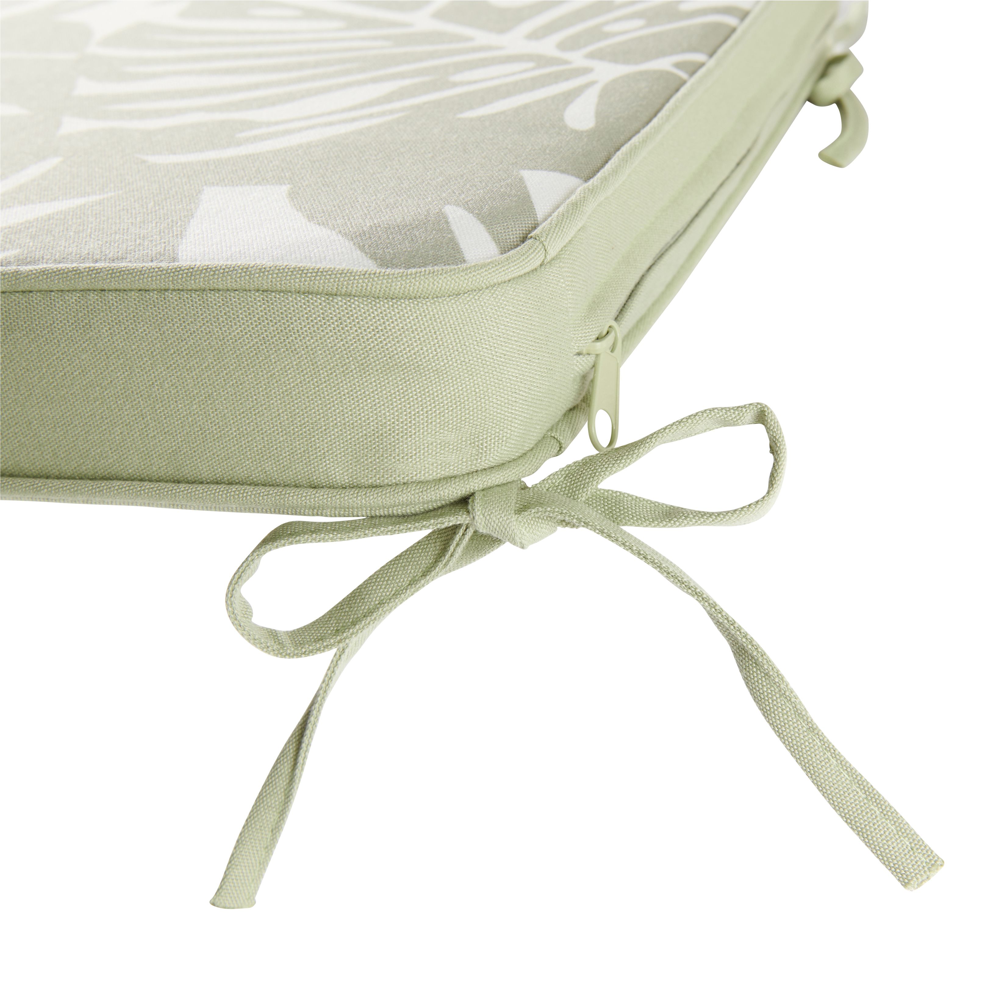GoodHome Tiga Kaki green tea leaf Floral Square Seat pad (L)40cm x (W)40cm