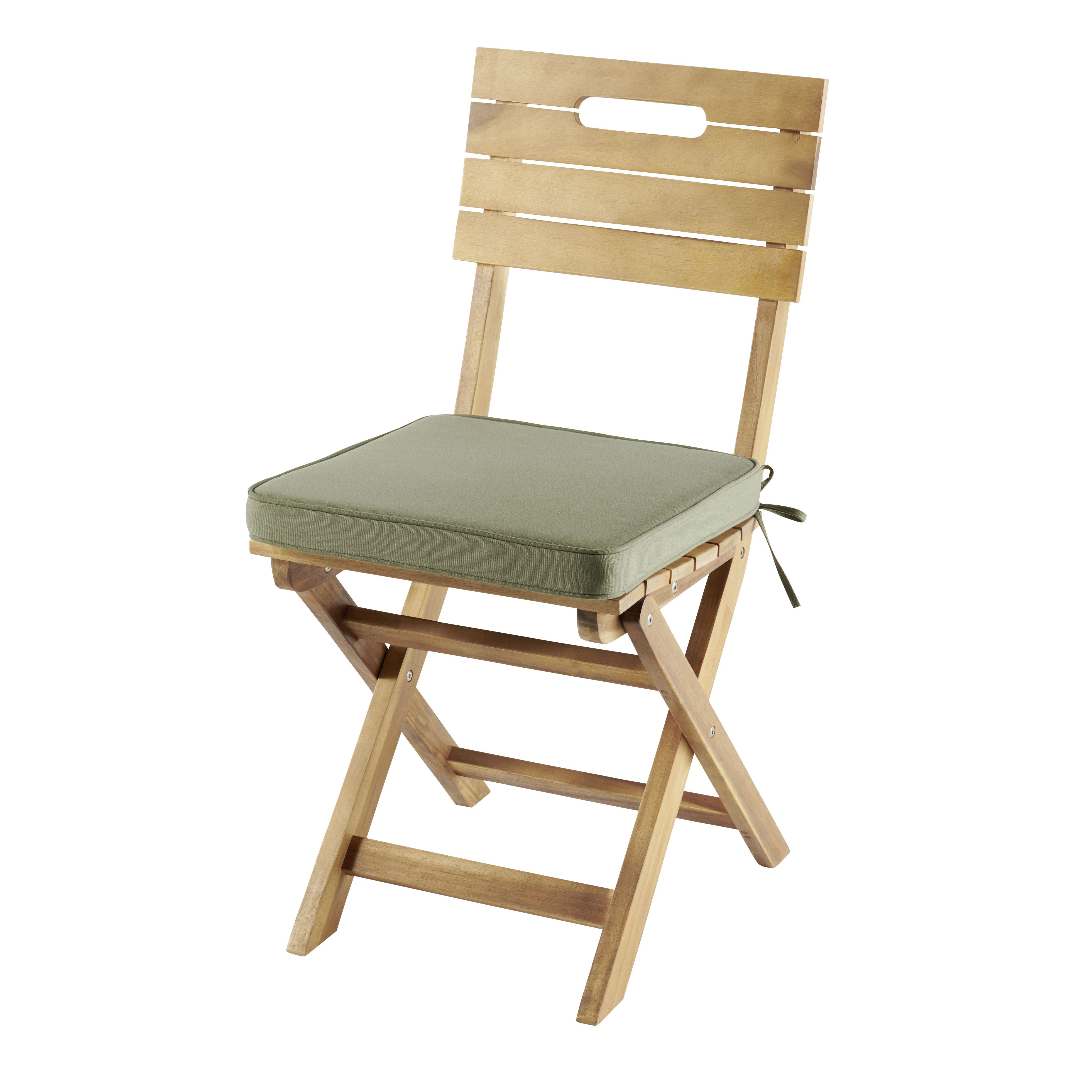 GoodHome Tiga Lichen green Plain Square Seat pad (L)40cm x (W)36cm