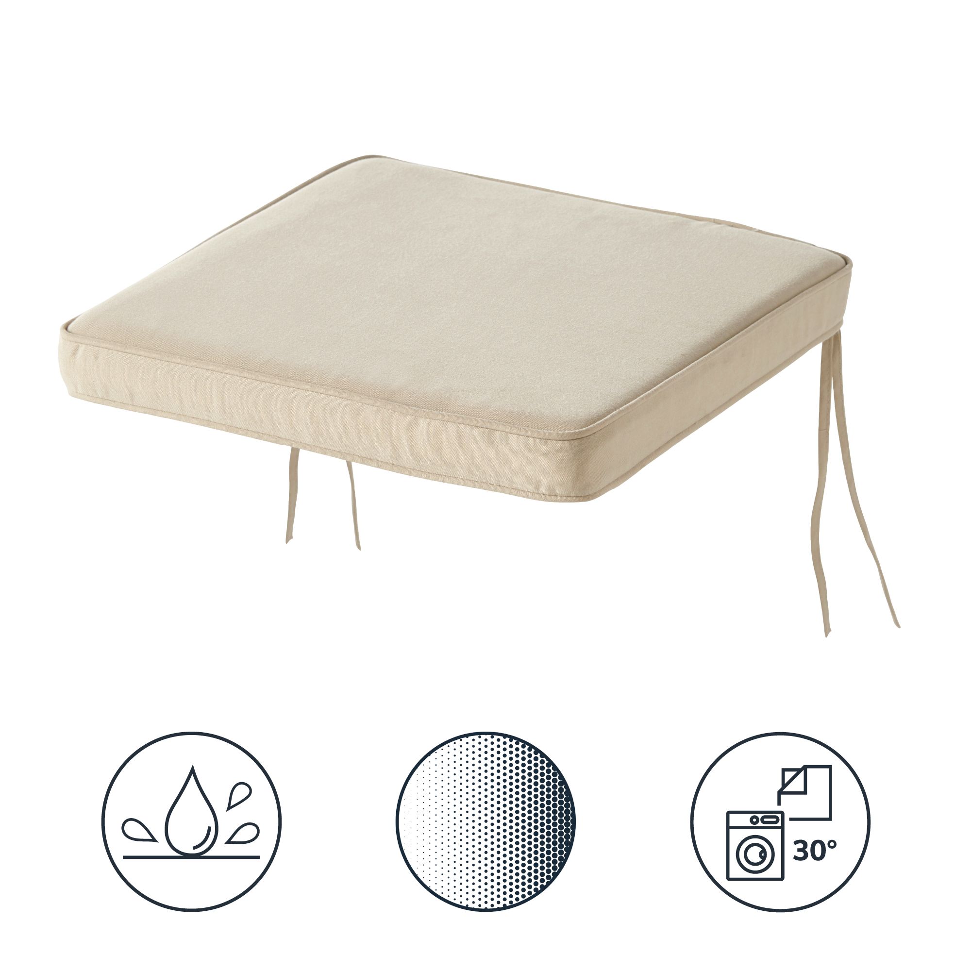 GoodHome Tiga Sand peyote Plain Square Seat pad (L)40cm x (W)36cm