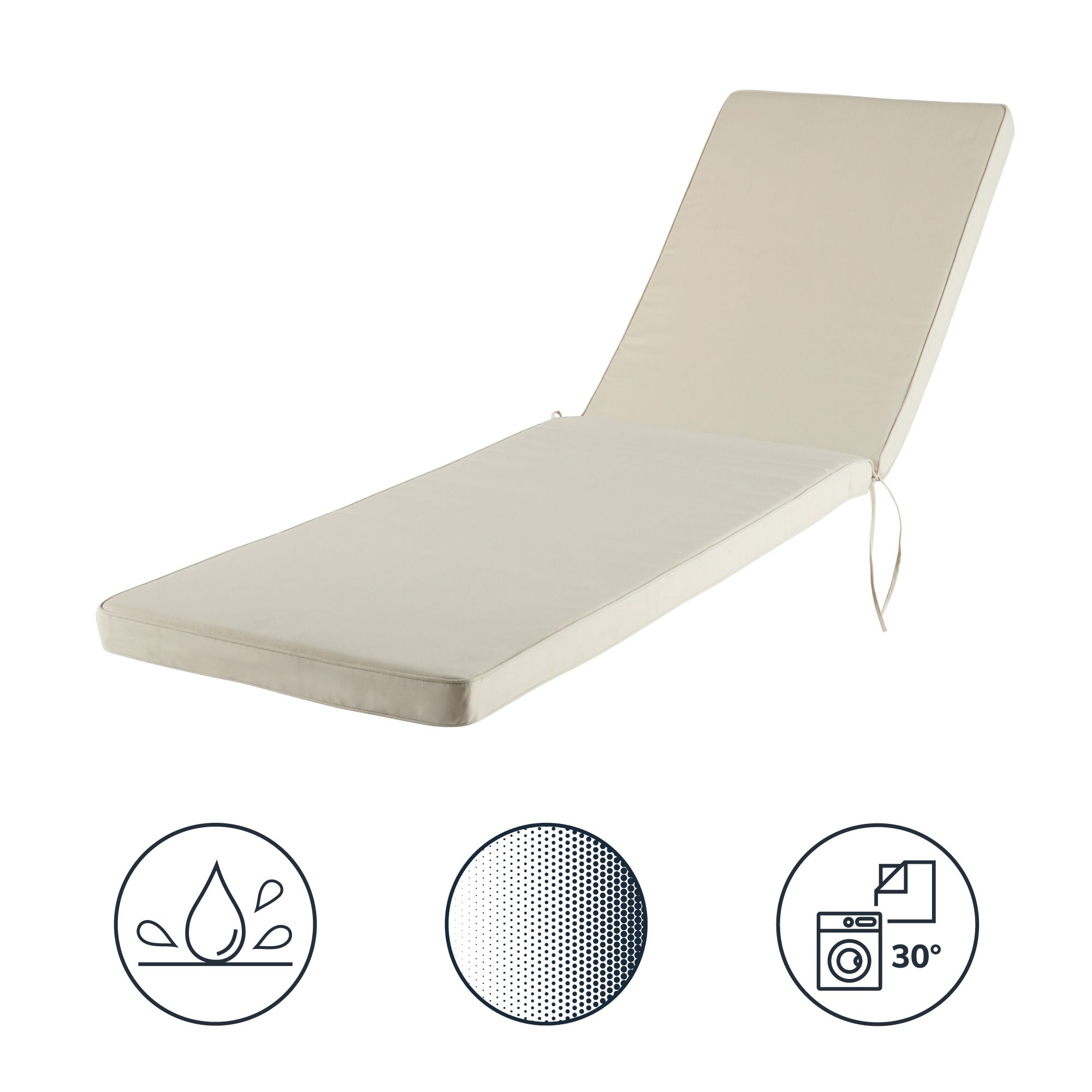 GoodHome Tiga Sand peyote Plain Sunlounger cushion L 190cm