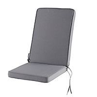 GoodHome Tiga Steel grey High back seat cushion (L)94cm x (W)40cm