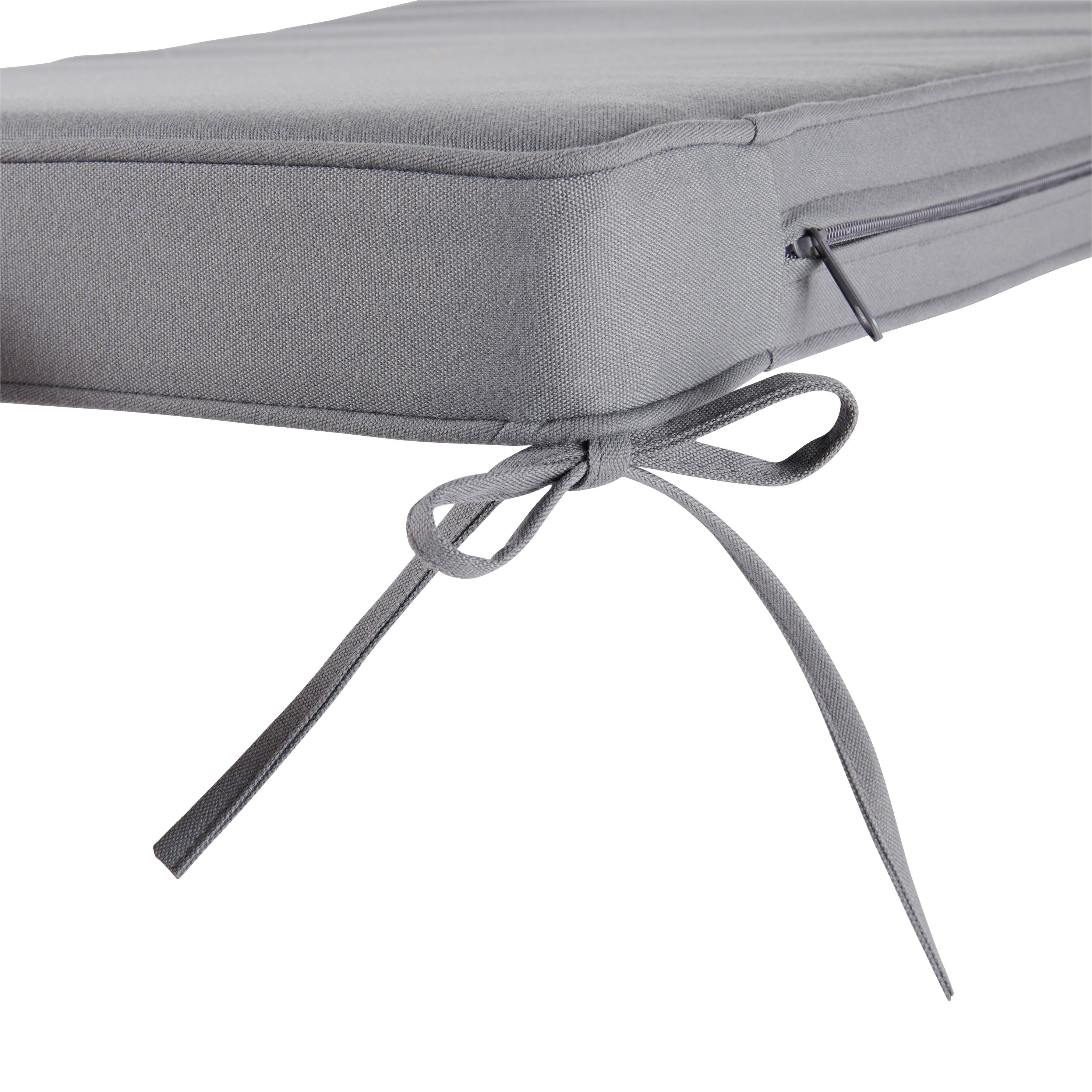 GoodHome Tiga Steel grey Outdoor Bench cushion, (L)103.5cm x (W)48cm