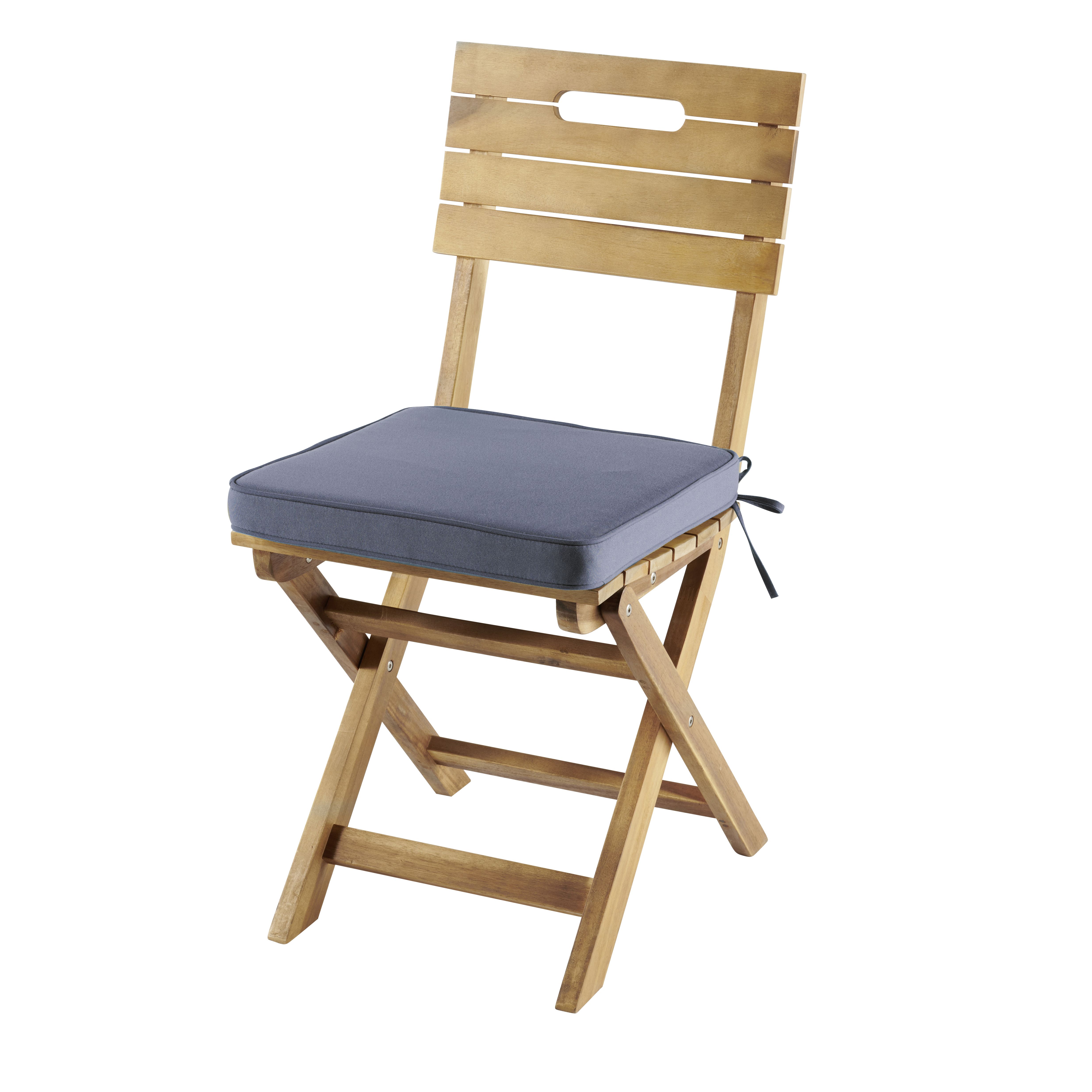 GoodHome Tiga Steel grey Plain Seat pad (L)40cm x (W)40cm