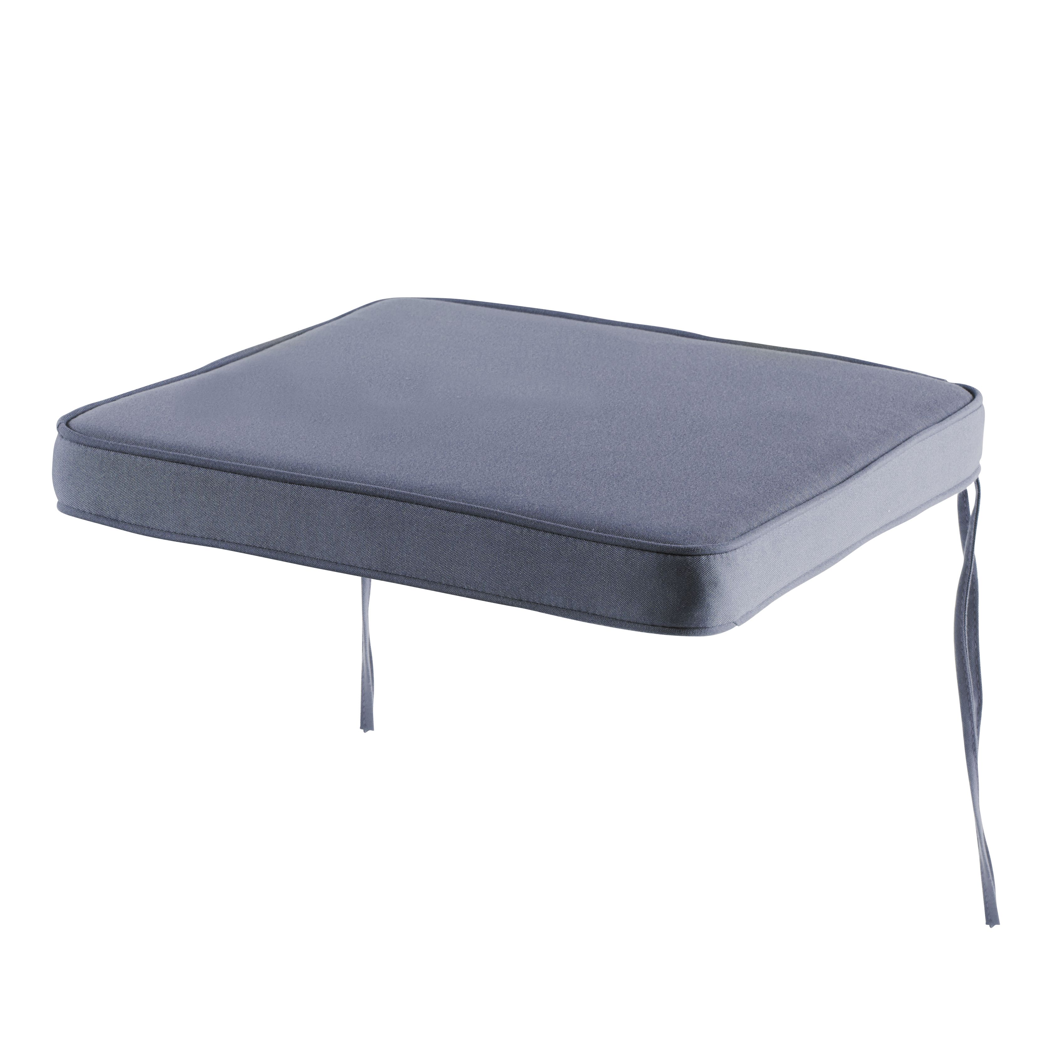 GoodHome Tiga Steel grey Plain Square Seat pad (L)40cm x (W)36cm