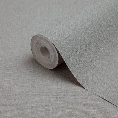 GoodHome Tille Grey Fabric effect Shabby chic Textured Wallpaper