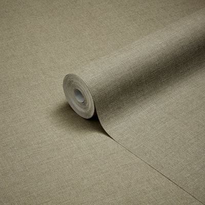 GoodHome Tille Taupe Woven effect Textured Wallpaper