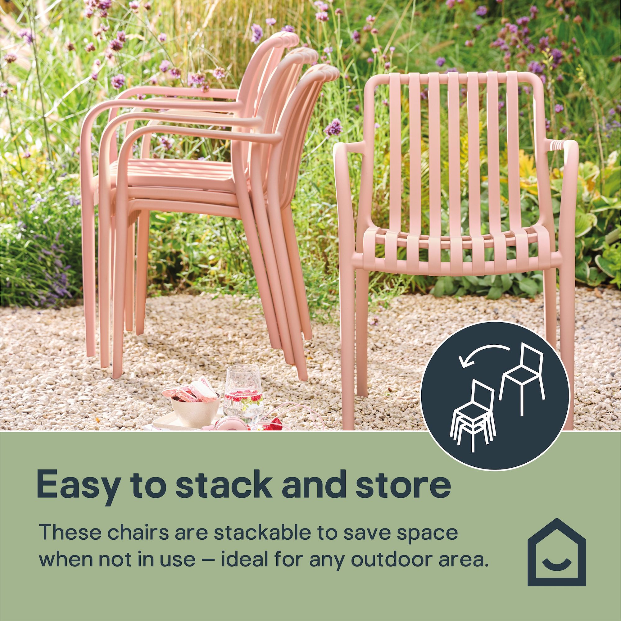 GoodHome Timbo Pink Plastic Armchair