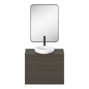 GoodHome Tisa Black Rectangular Wall-mounted Bathroom Mirror (H)60cm (W)80cm