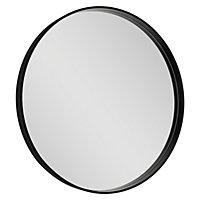 GoodHome Tisa Black Round Wall-mounted Bathroom Mirror (H)60cm (W)60cm