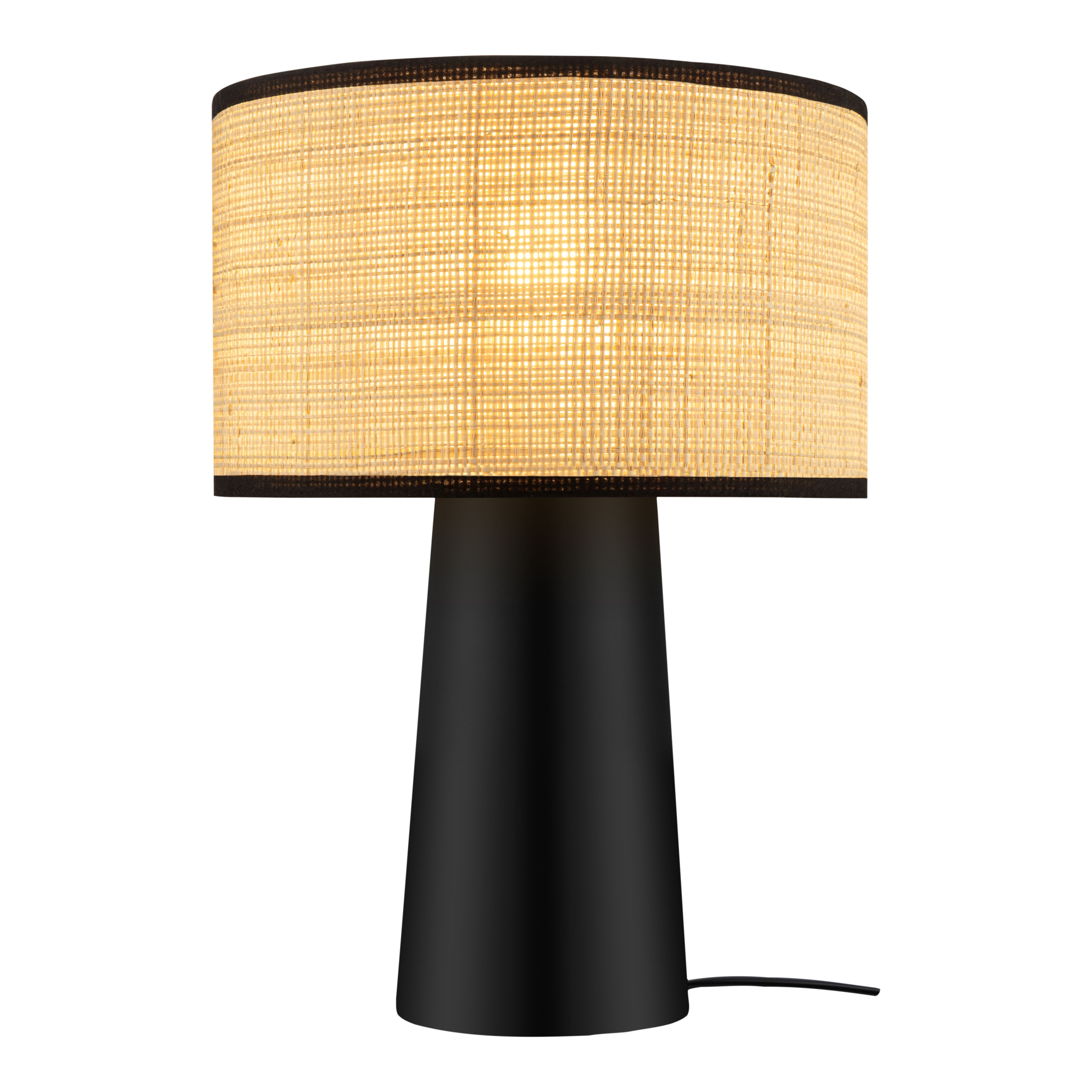 GoodHome Tolland Cylinder Matt Natural & Black Table lamp