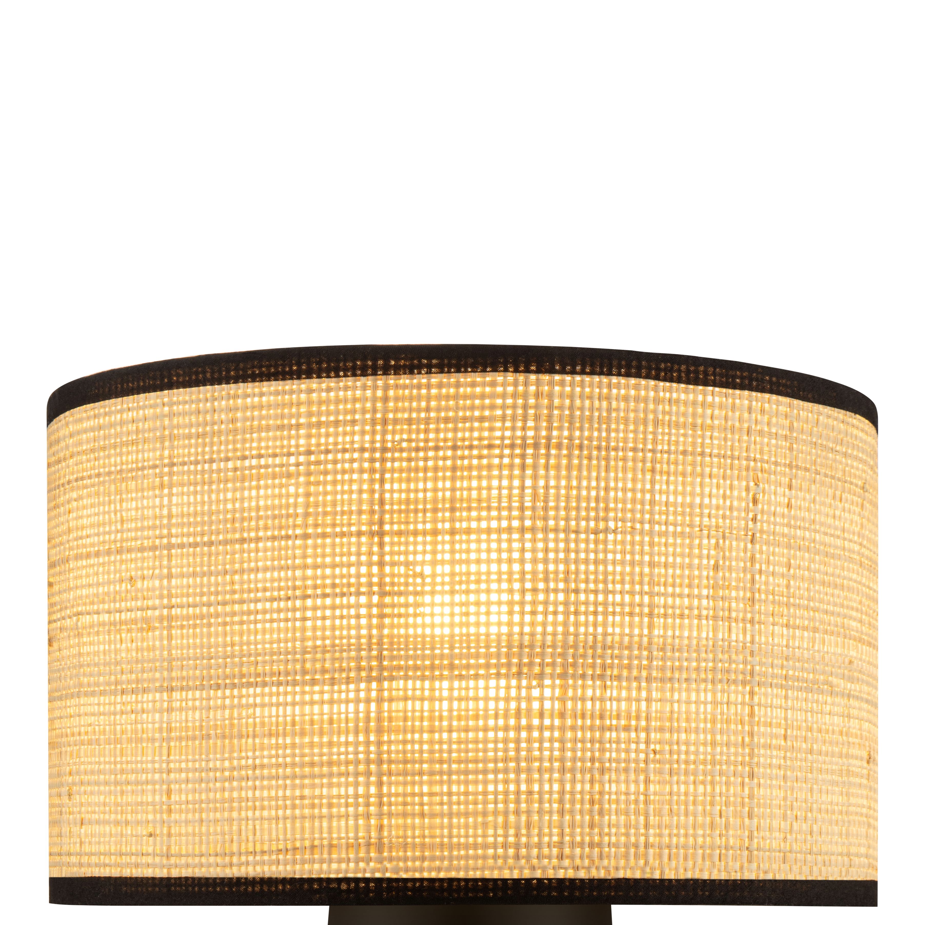 GoodHome Tolland Cylinder Matt Natural & Black Table lamp