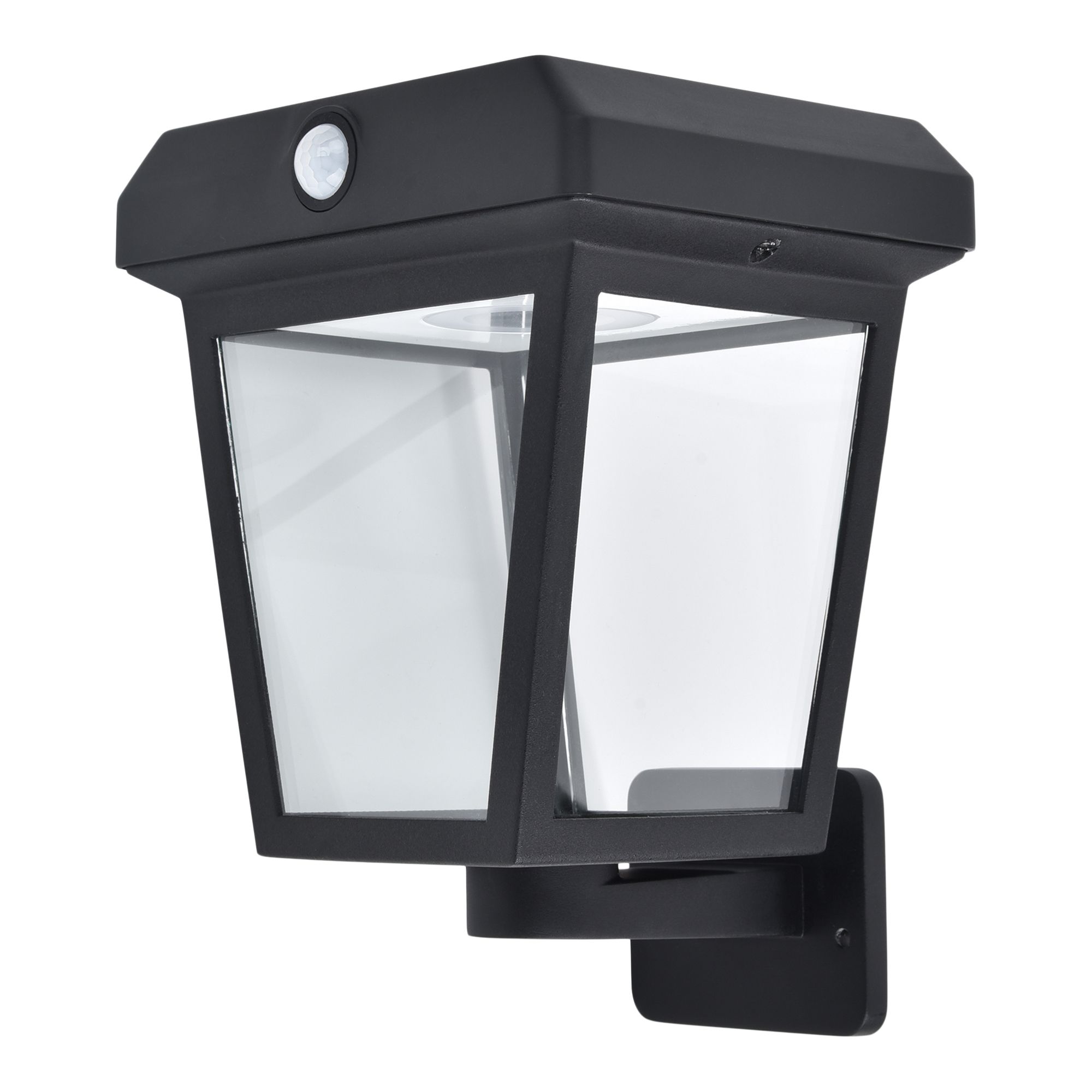GoodHome Tomman Non-adjustable Black Solar-powered Integrated LED PIR With motion sensor Outdoor Wall light