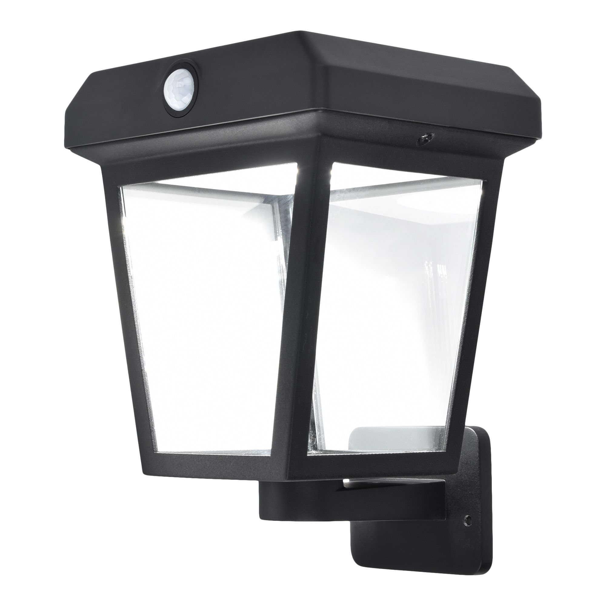 GoodHome Tomman Non-adjustable Black Solar-powered Integrated LED PIR With motion sensor Outdoor Wall light