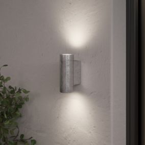 GoodHome Tongoa Fixed Silver Mains-powered Outdoor Double Wall light