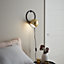 GoodHome Toroba Black Gold effect Plug-in Wall light
