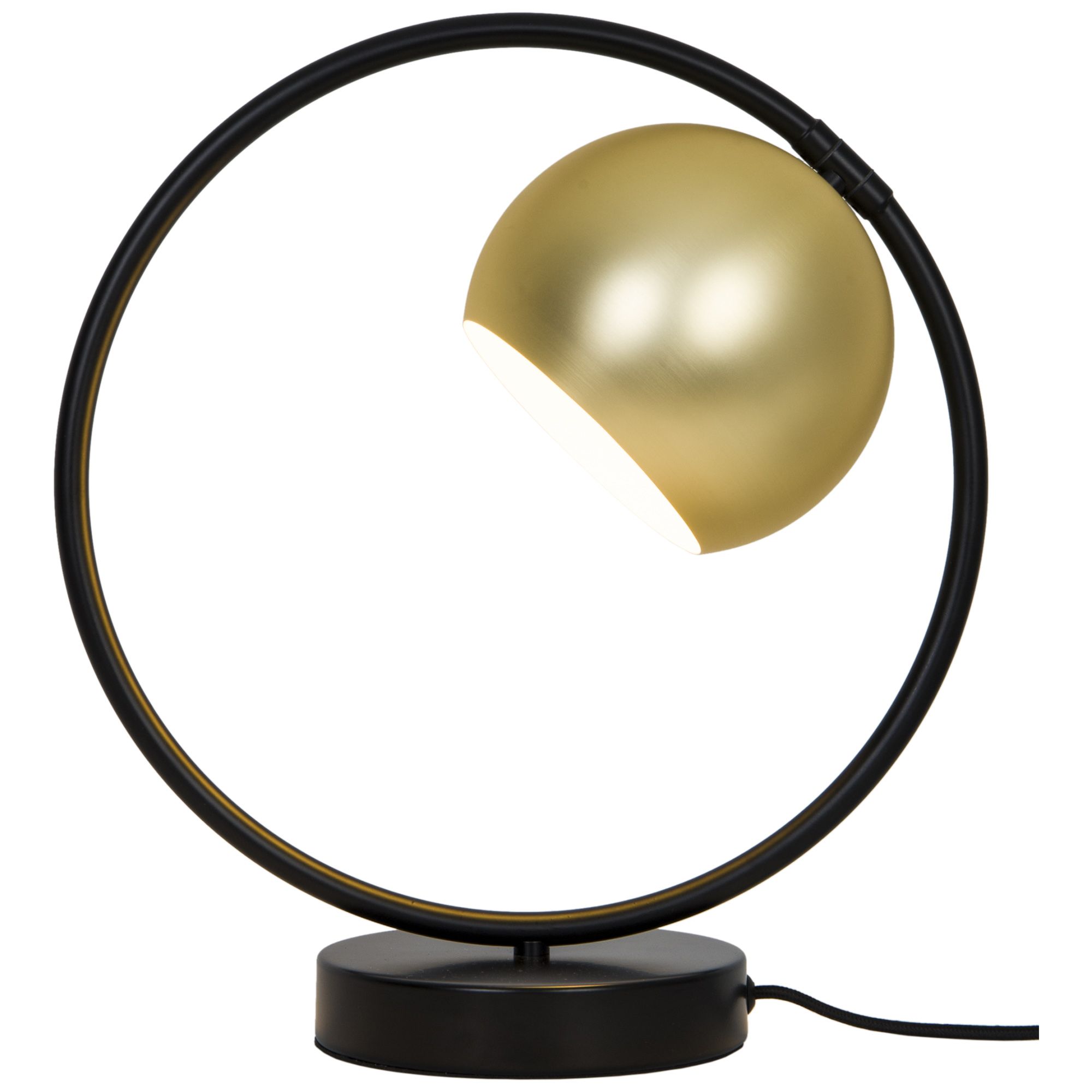 GoodHome Toroba Brushed Black Gold effect Table light