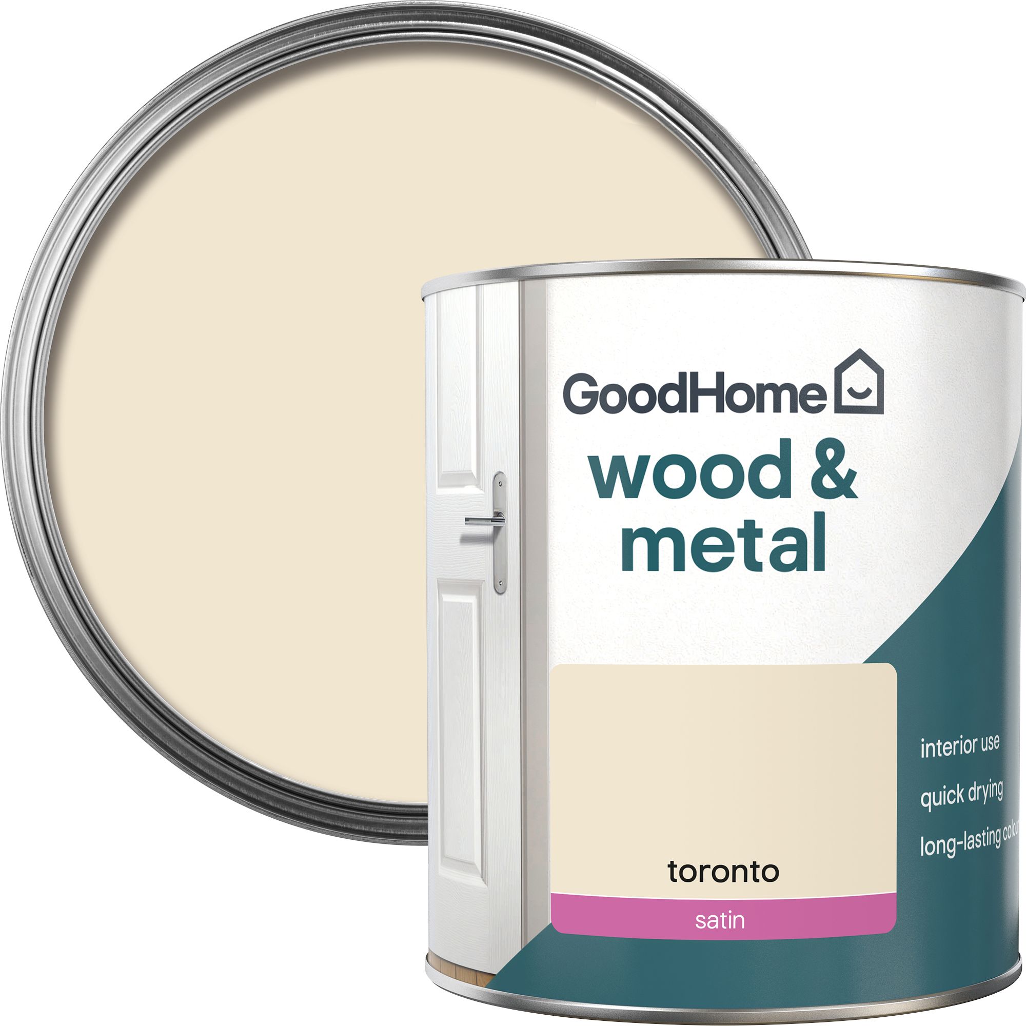 GoodHome Toronto Satin Metal & wood paint, 750ml