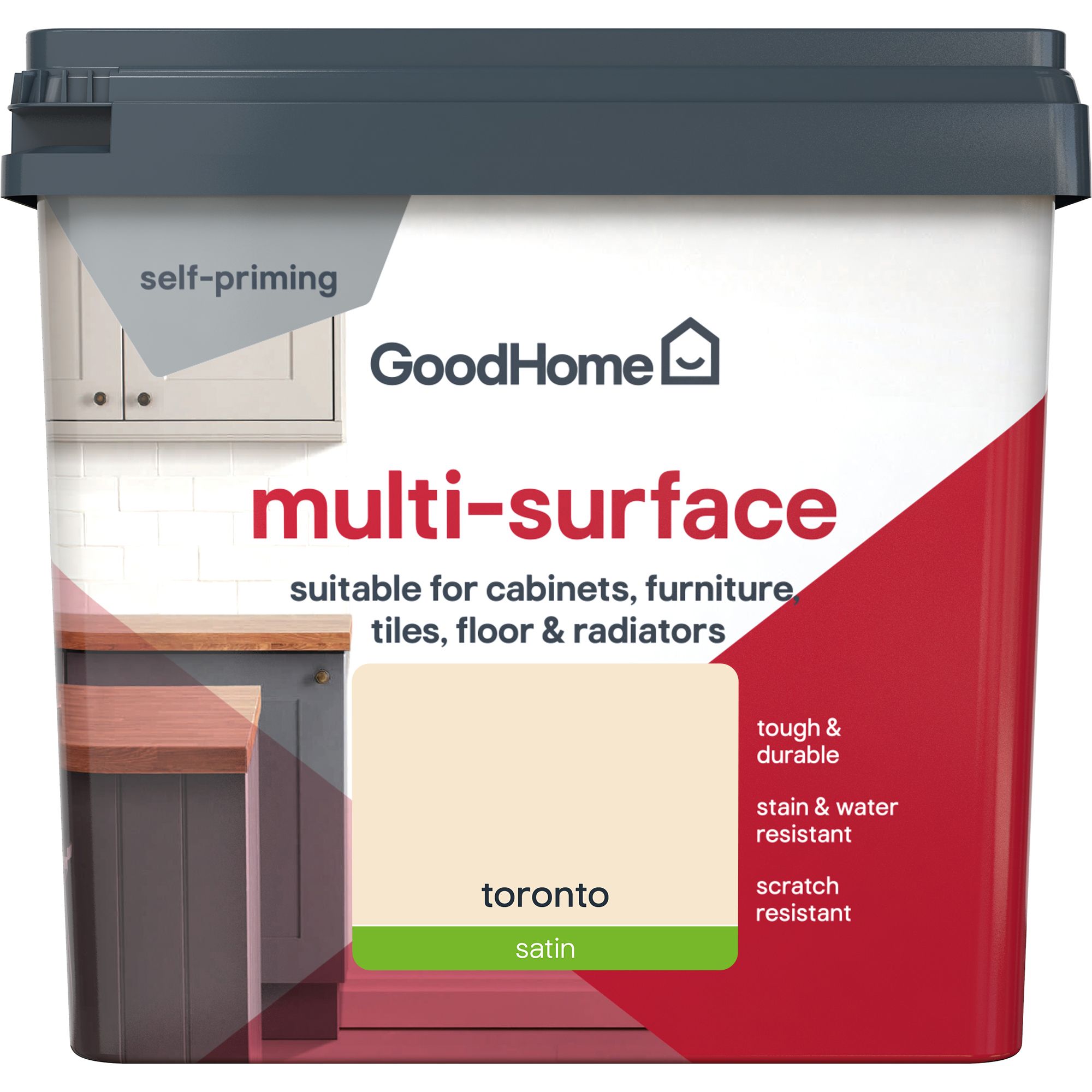GoodHome Toronto Satin Multi-surface paint, 750ml