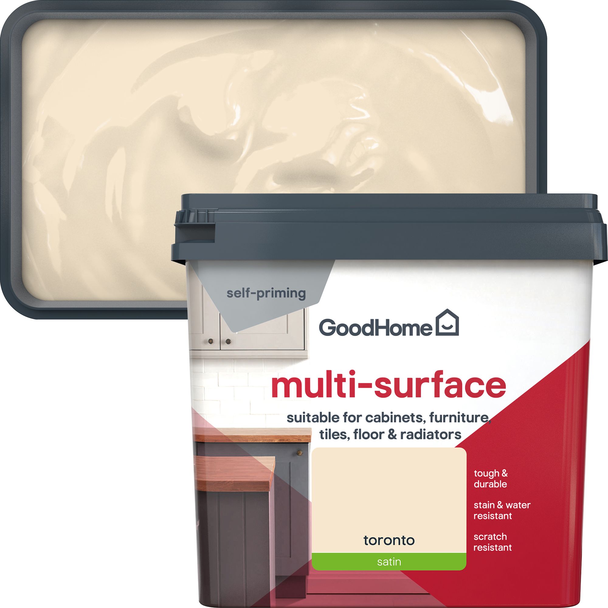 GoodHome Toronto Satin Multi-surface paint, 750ml