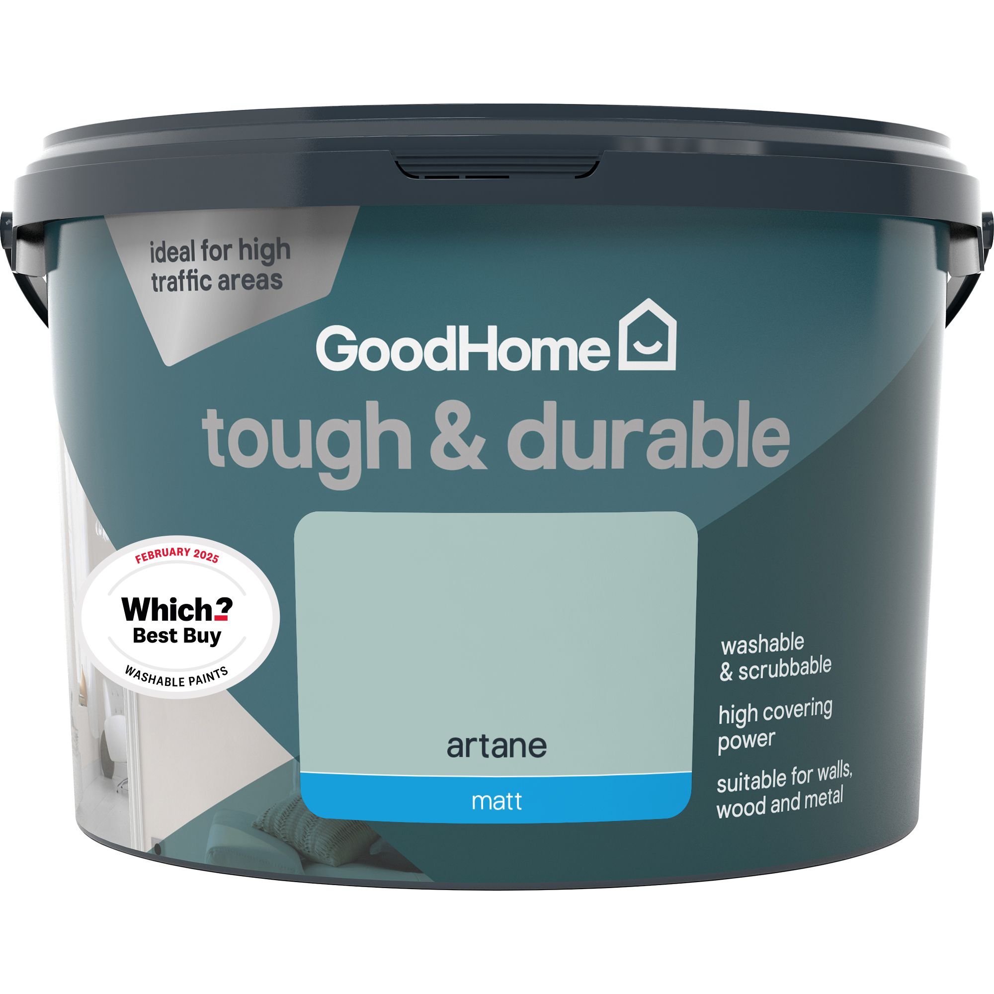 GoodHome Tough & Durable Artane Matt Wall & ceiling Emulsion paint, 2.5L