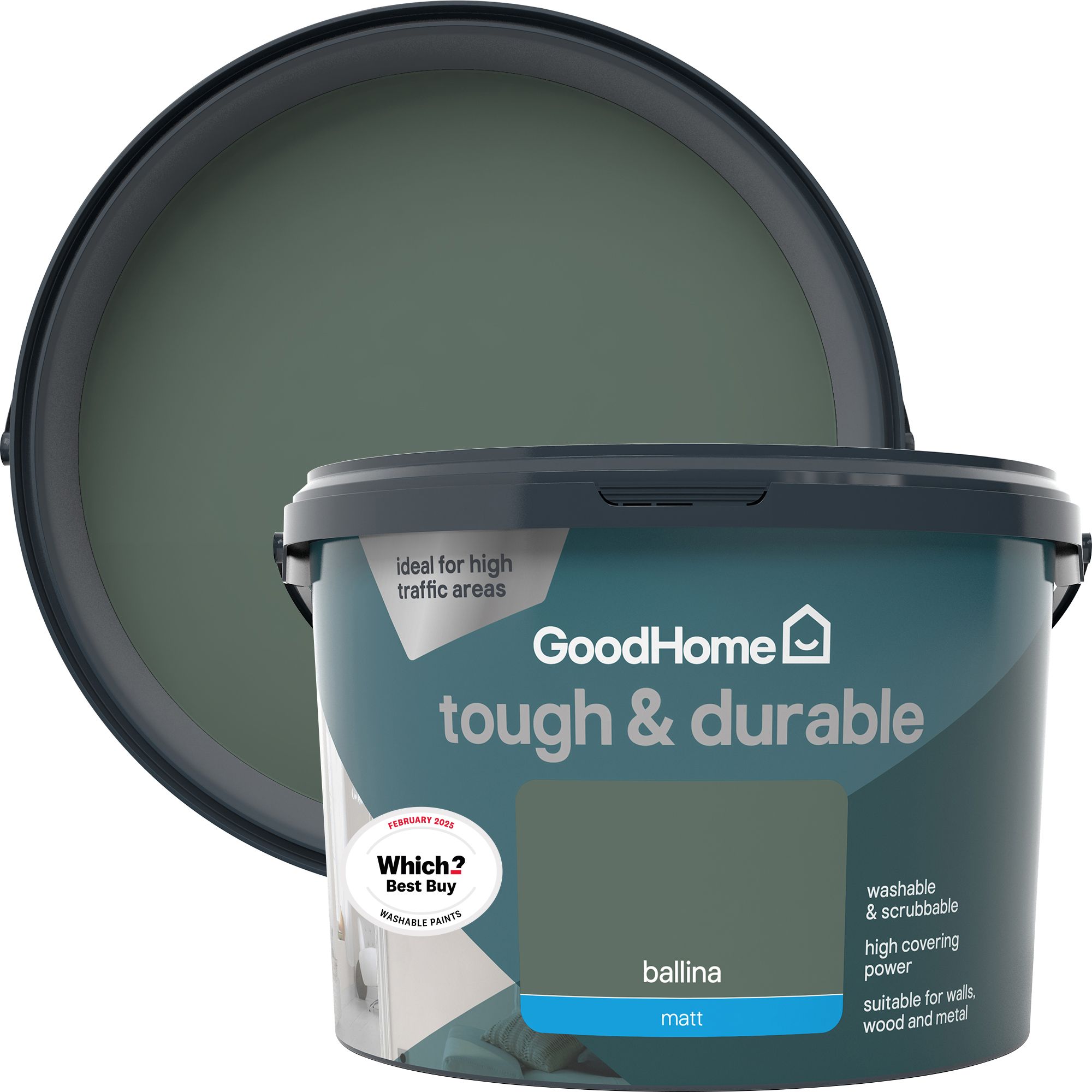 GoodHome Tough & Durable Ballina Matt Emulsion paint, 2.5L DIY at B&Q