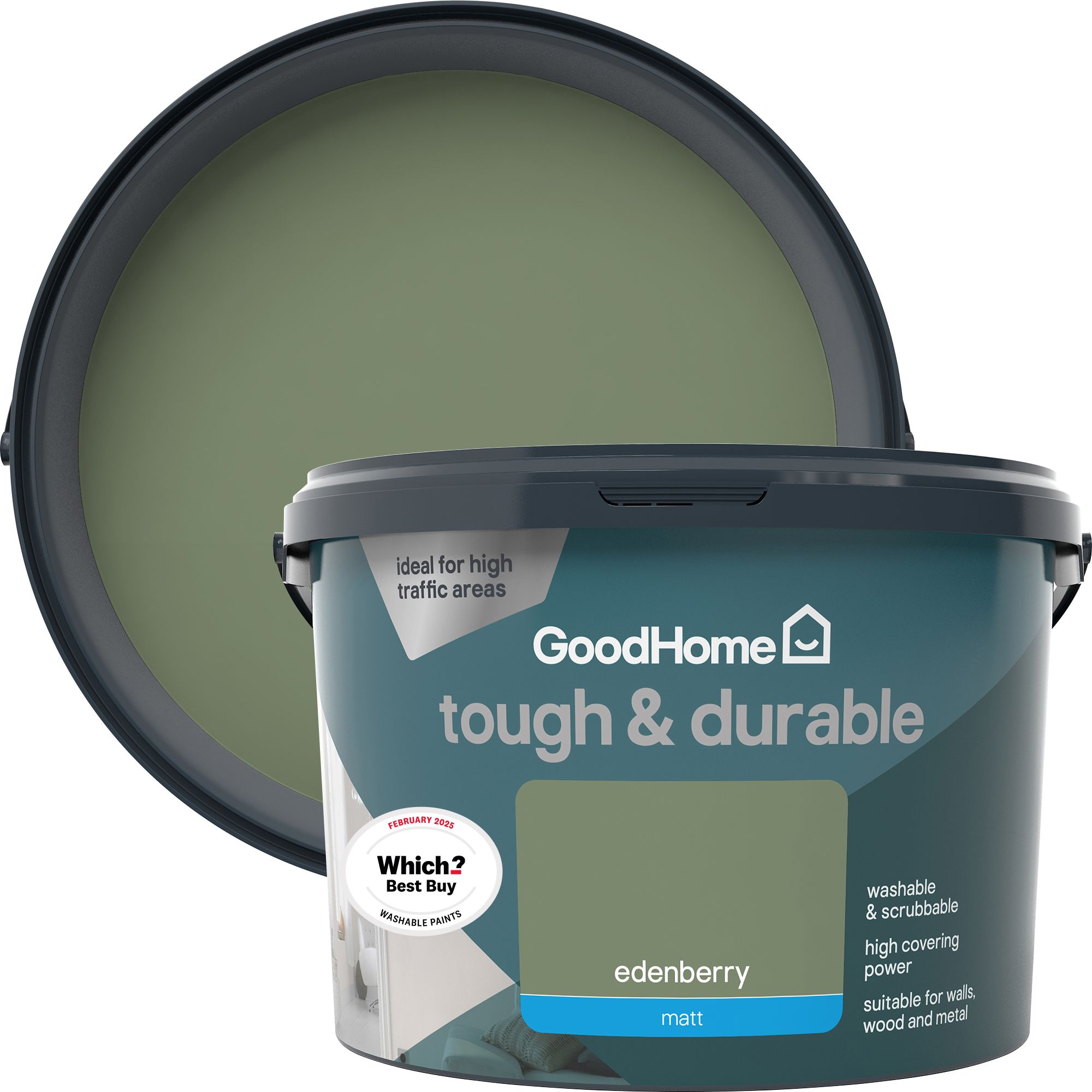 GoodHome Tough & Durable Edenberry Matt Emulsion paint, 2.5L