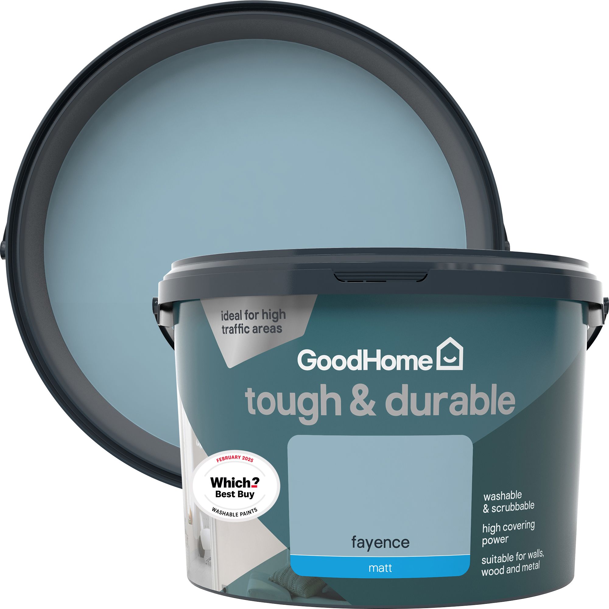 GoodHome Tough & Durable Fayence Matt Emulsion paint, 2.5L