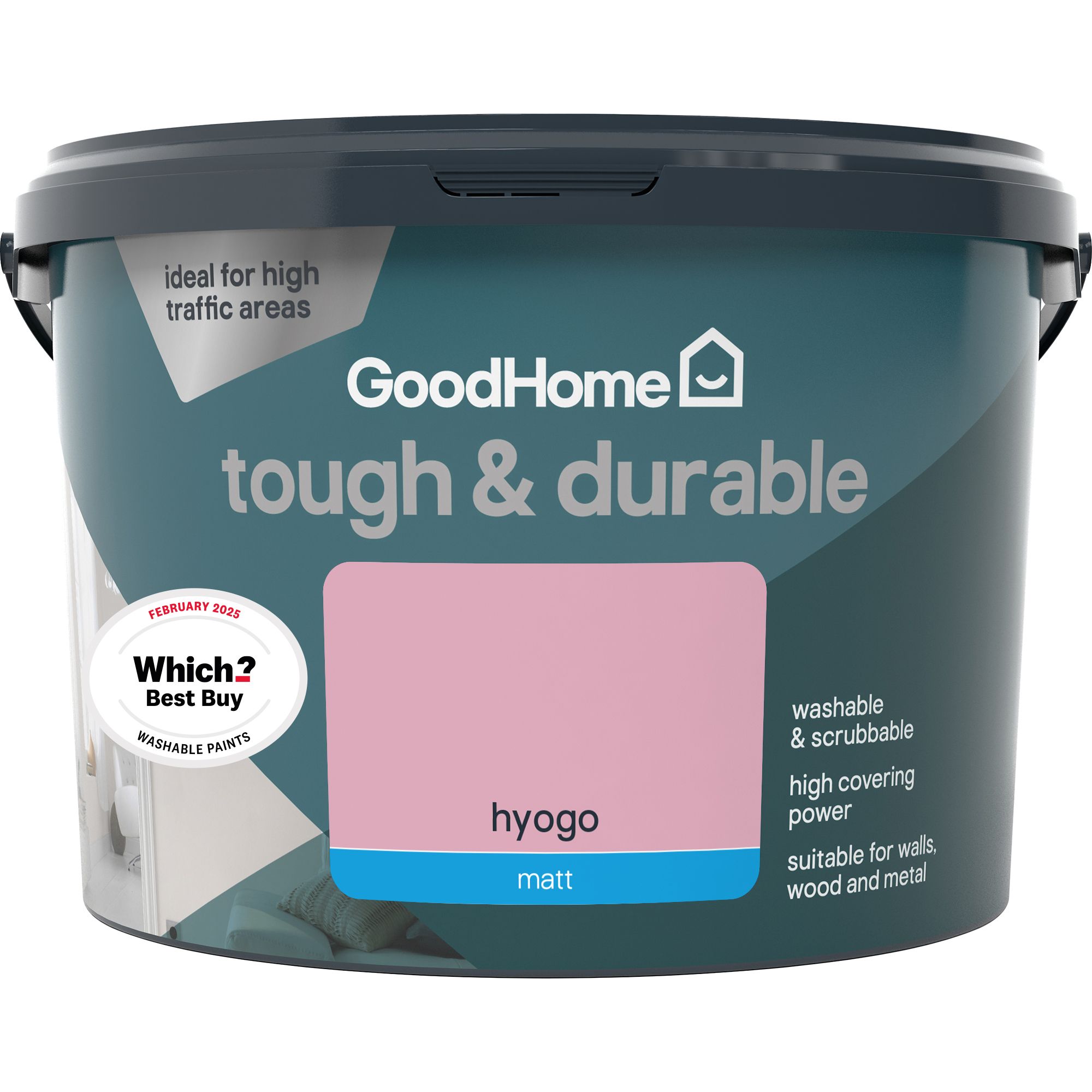 GoodHome Tough & Durable Hyogo Matt Wall & ceiling Emulsion paint, 2.5L