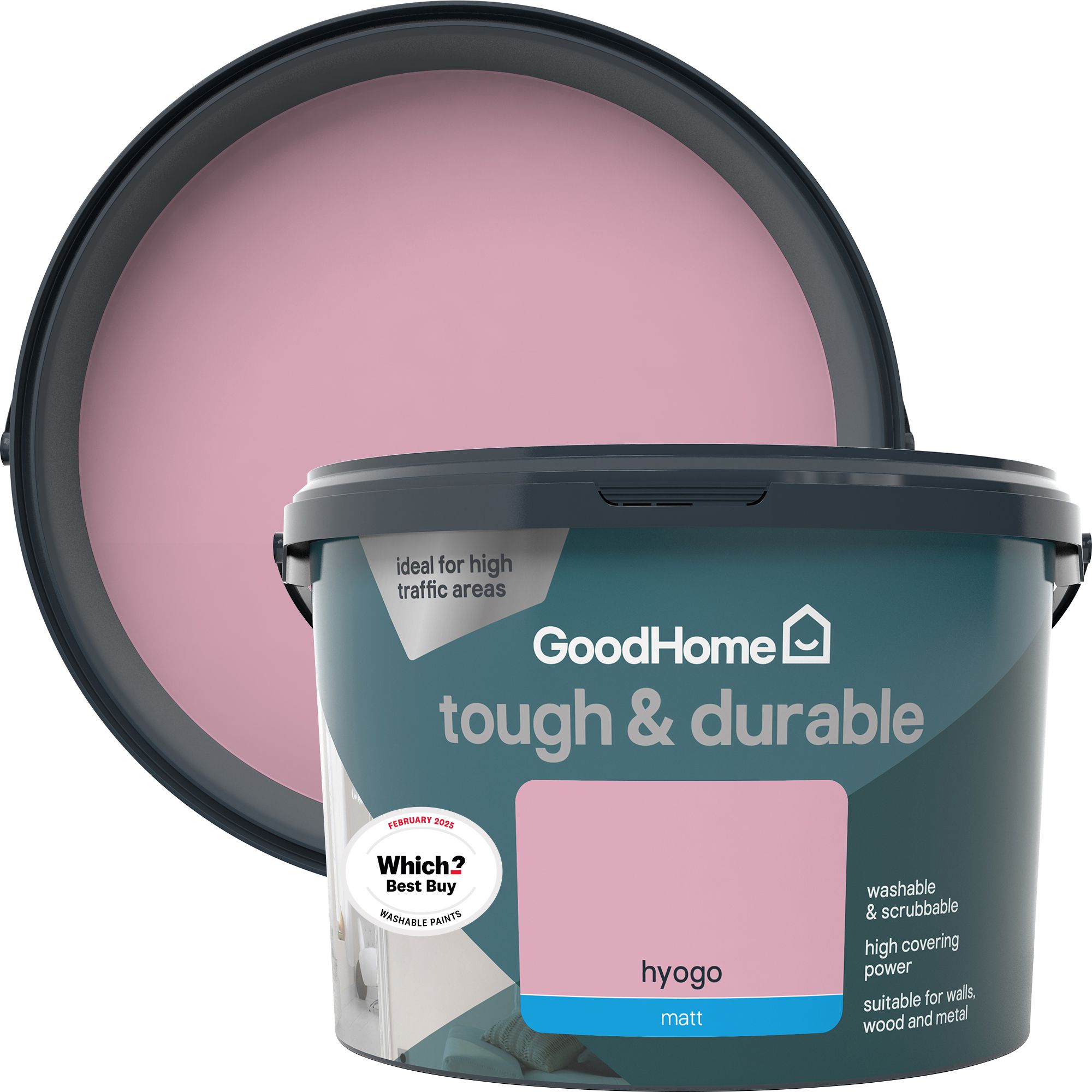 GoodHome Tough & Durable Hyogo Matt Wall & ceiling Emulsion paint, 2.5L