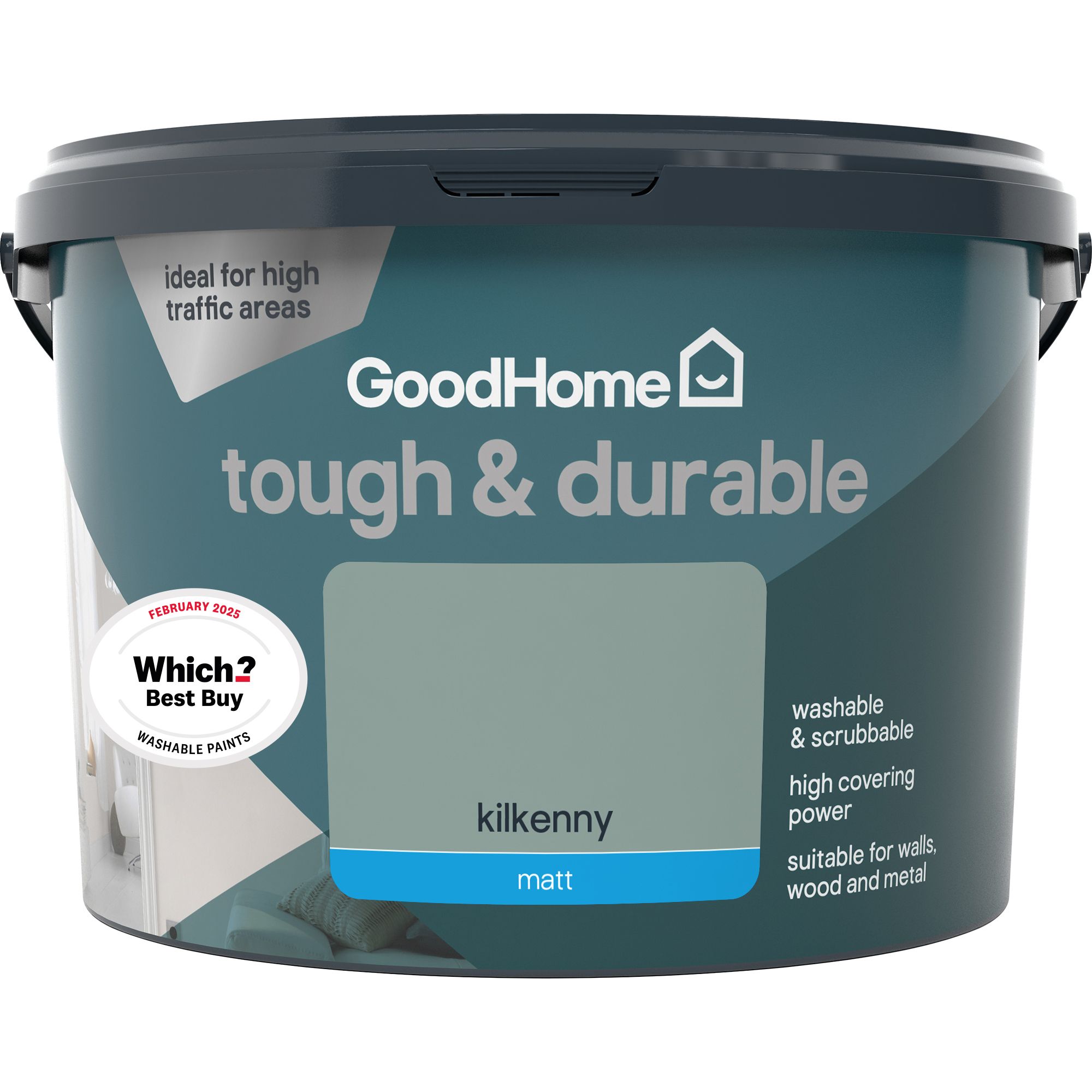 GoodHome Tough & Durable Kilkenny Matt Wall & ceiling Emulsion paint, 2.5L