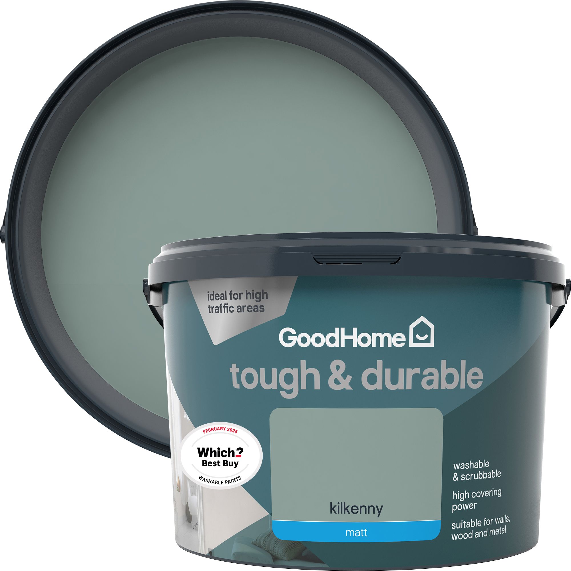 GoodHome Tough & Durable Kilkenny Matt Wall & ceiling Emulsion paint, 2.5L