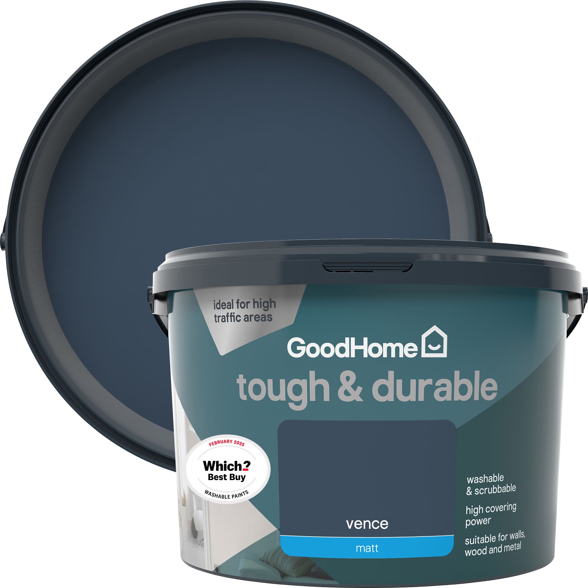 GoodHome Tough & Durable Vence Matt Wall & ceiling Emulsion paint, 2.5L